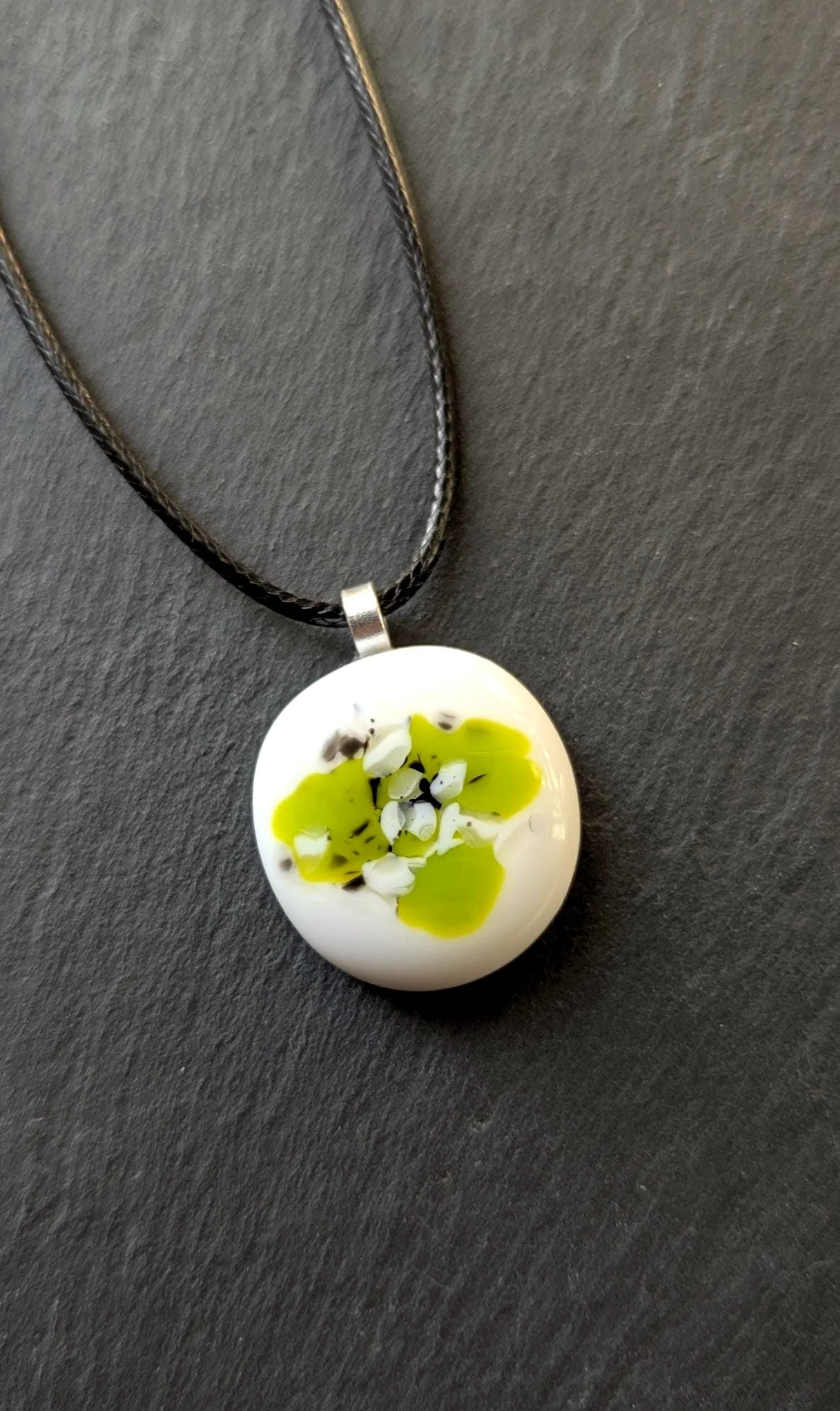 Fused glass pendant necklace, cord or a chain. unique handmade jewellery. - Photo 8