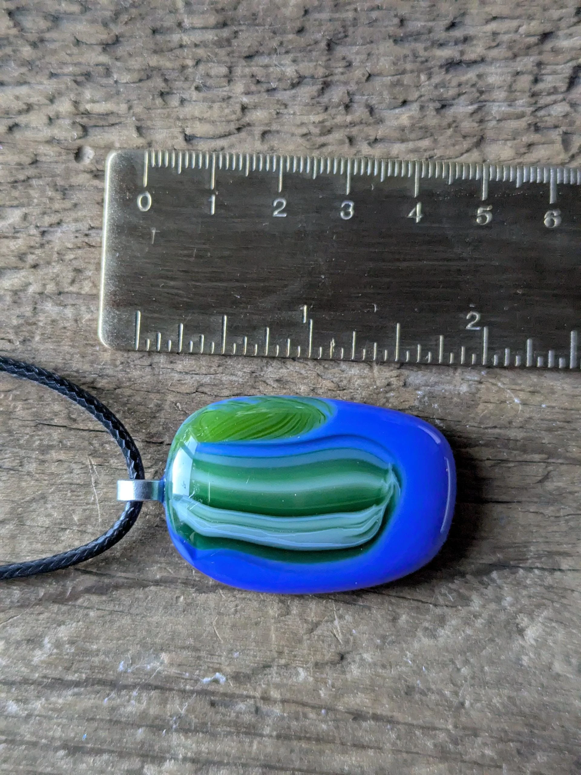 Fused Glass Pendant with Cord Necklace, handmade jewellery - Photo 4