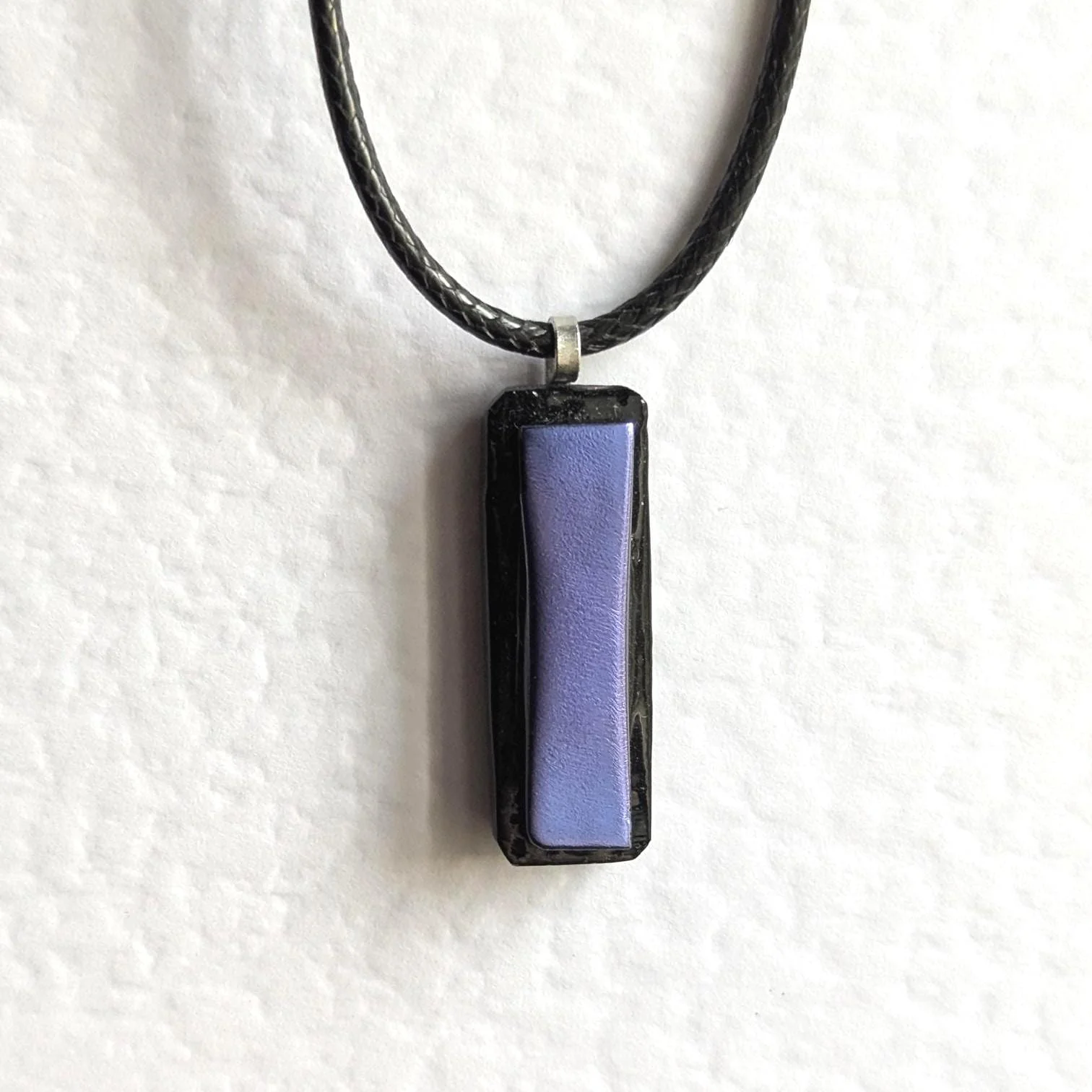 Purple Dichroic Fused Glass Pendant Necklace, handmade artisan jewellery - Photo 1