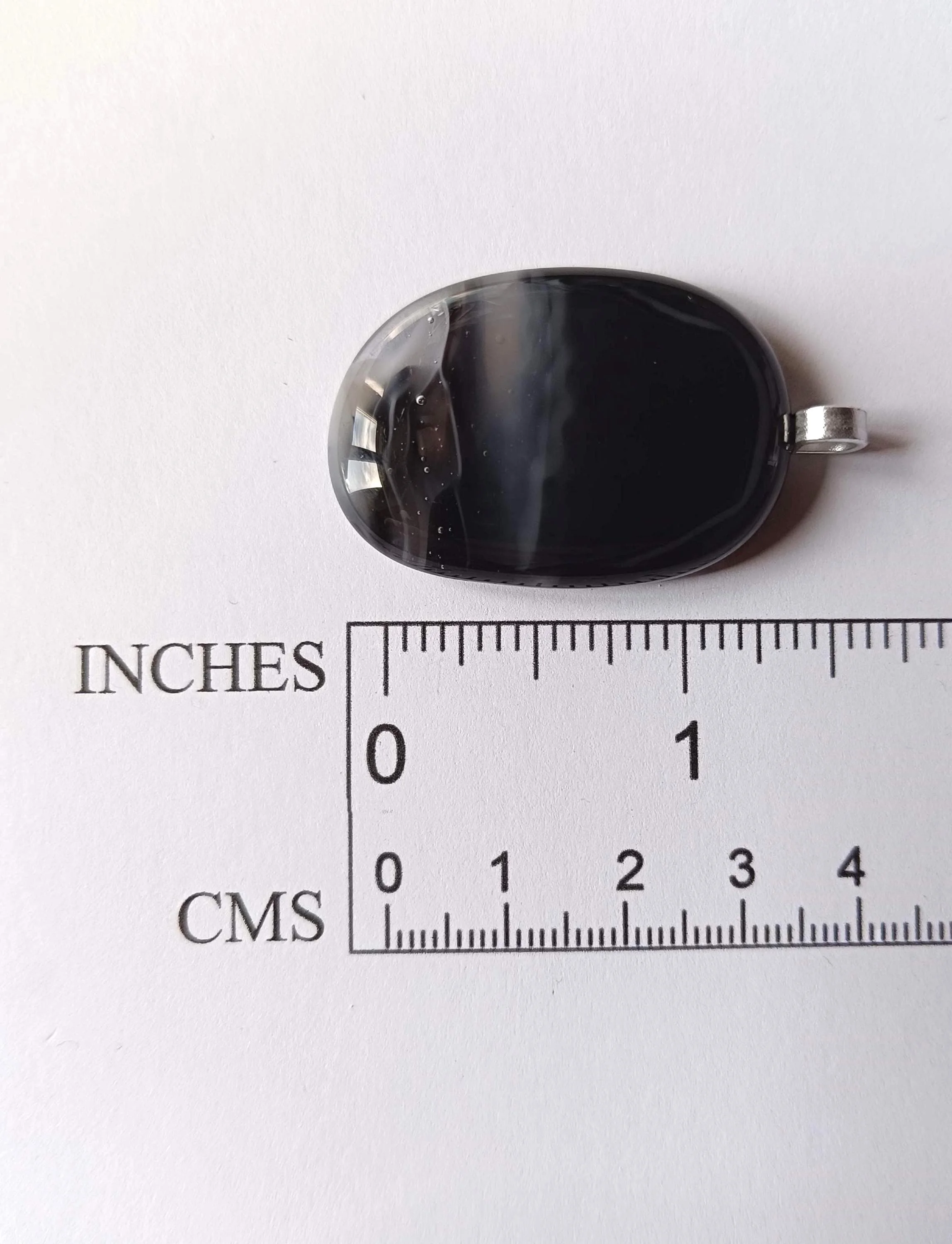 Natural toned black fused glass pendant necklace - Photo 2