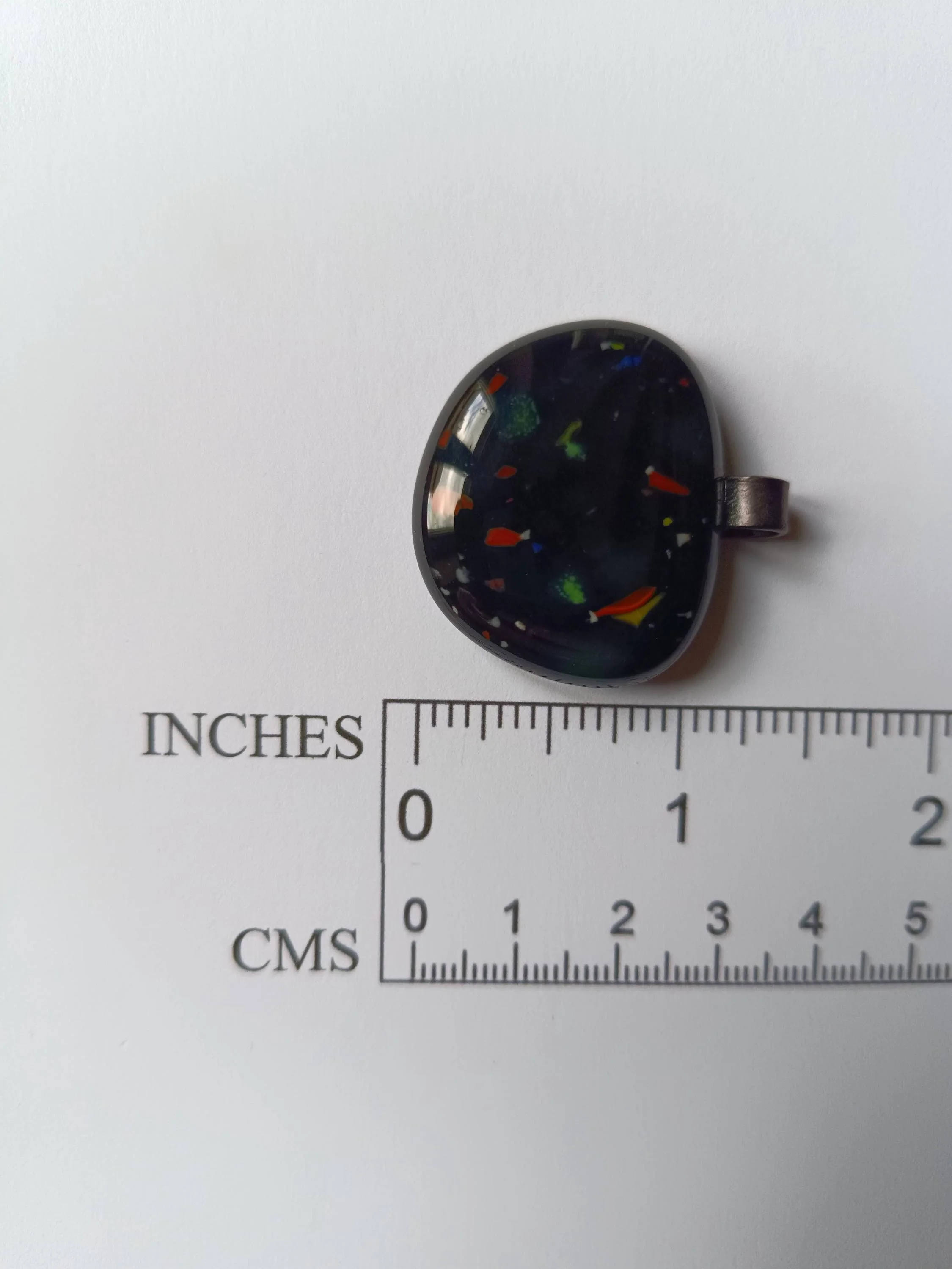 Speckled black glass marble necklace pendant - Photo 6