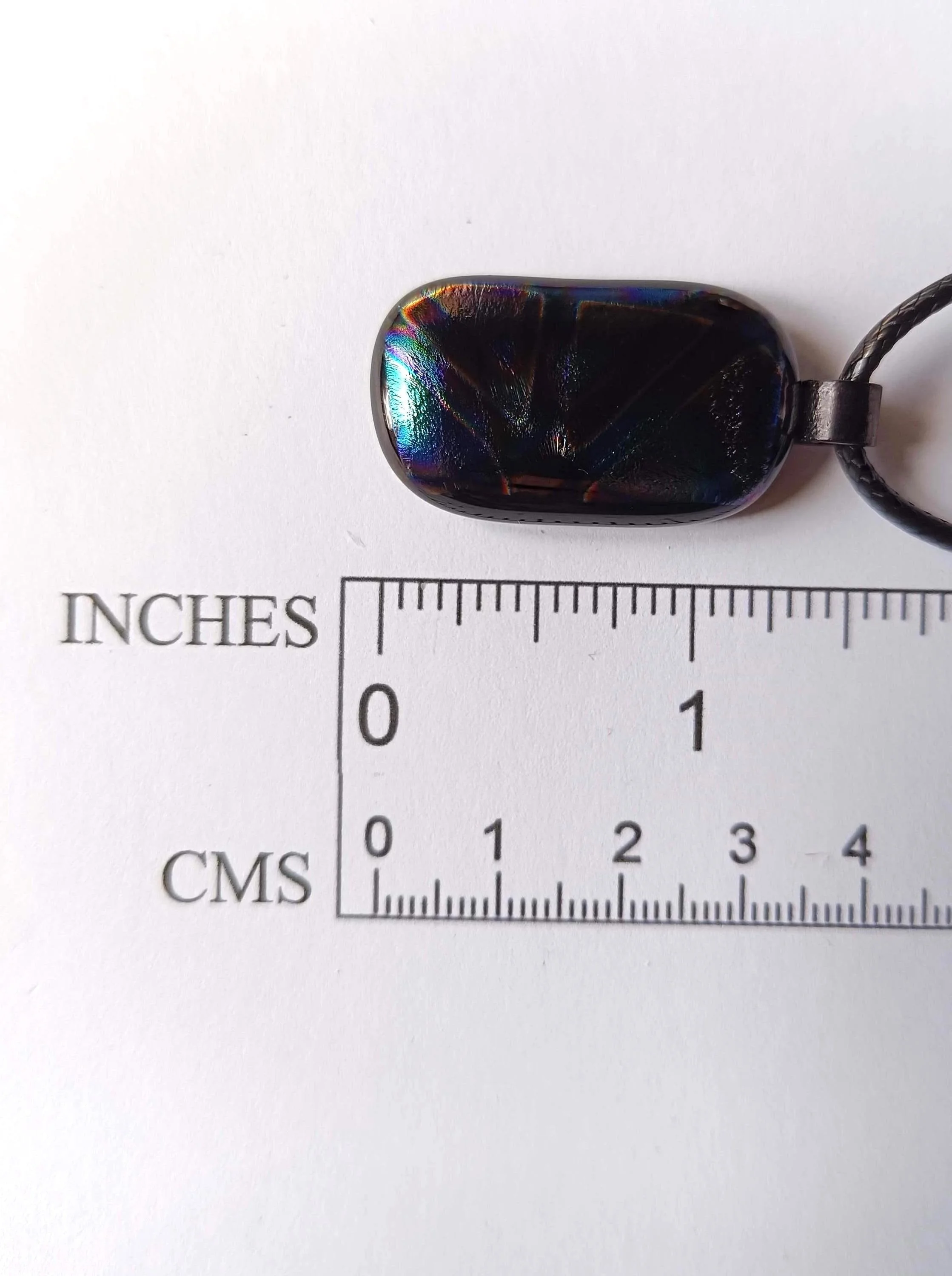 Dichroic fused glass pendant with cord necklace - Photo 5