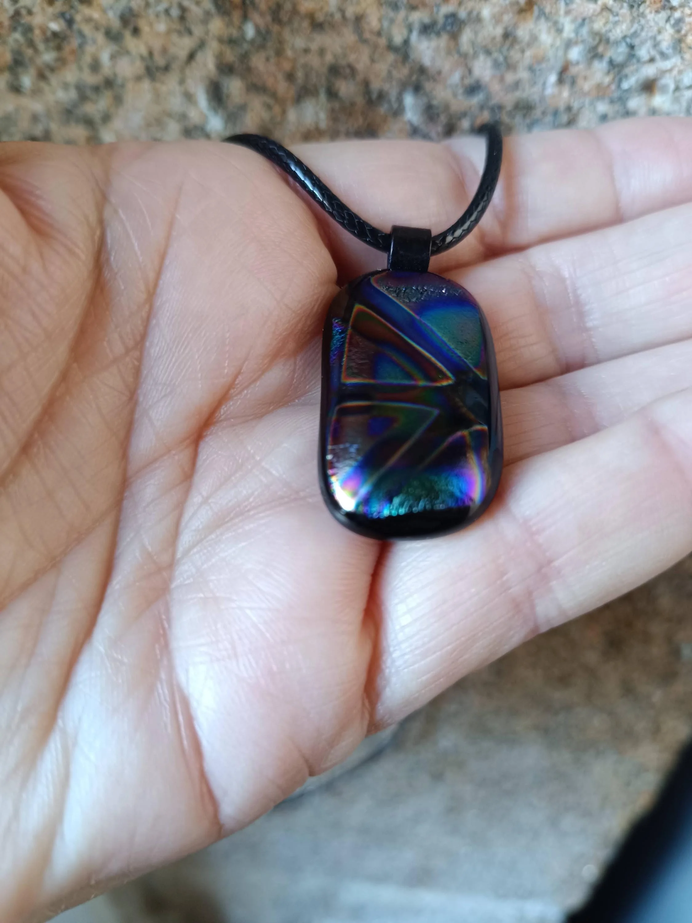 Dichroic fused glass pendant with cord necklace - Photo 6