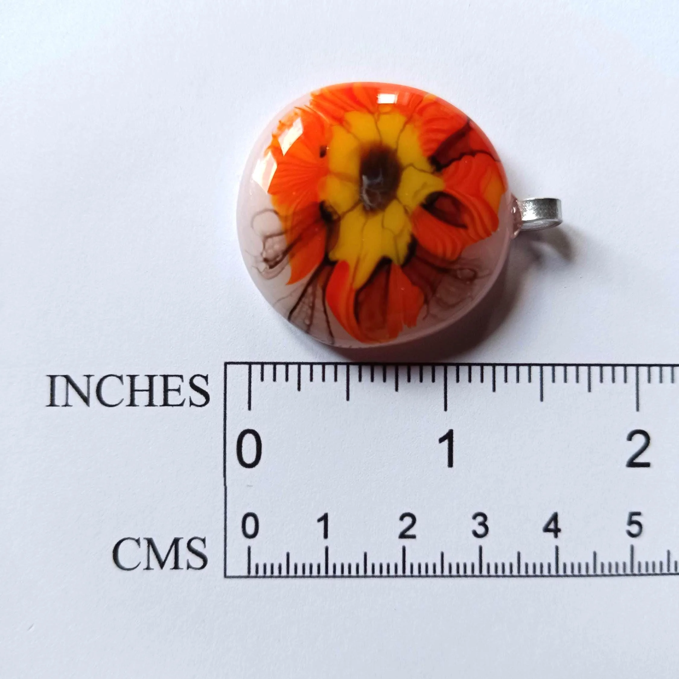 Handmade multicolour vibrant orange fused glass pendant necklace - Photo 3