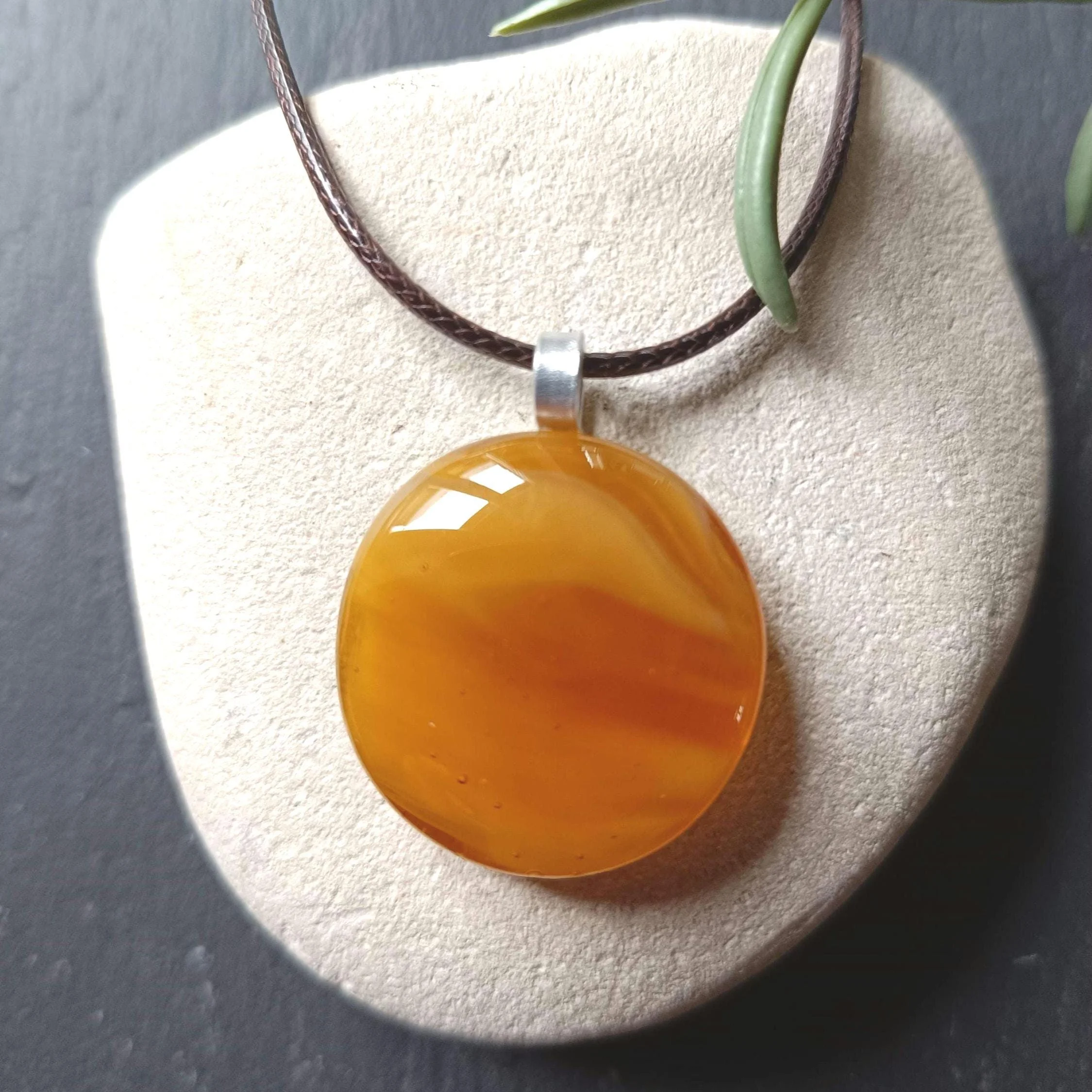 Fused Streaky Glass Pendant Necklace - Photo 1