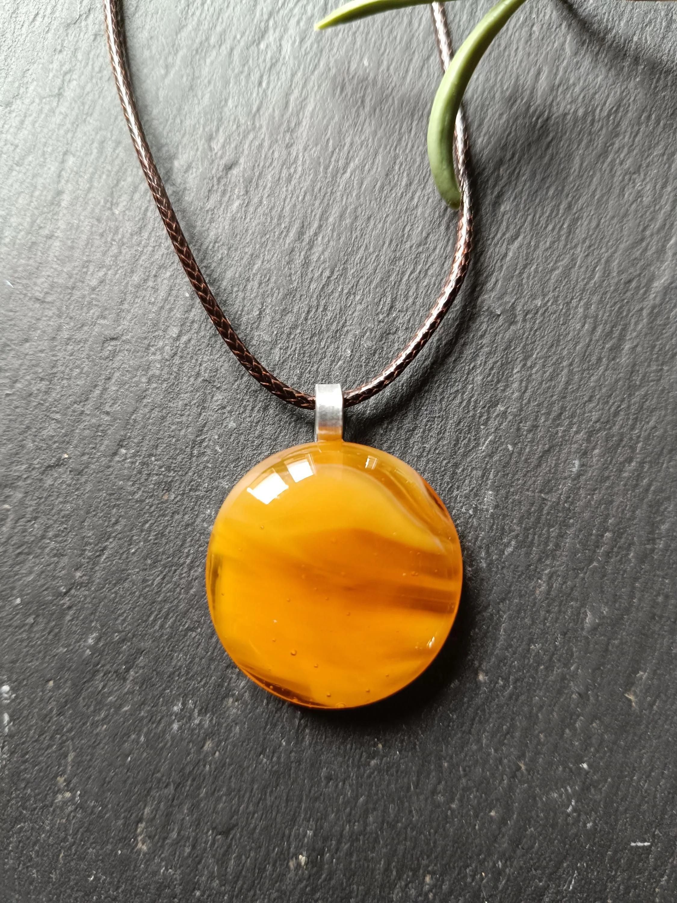 Fused Streaky Glass Pendant Necklace - Photo 2