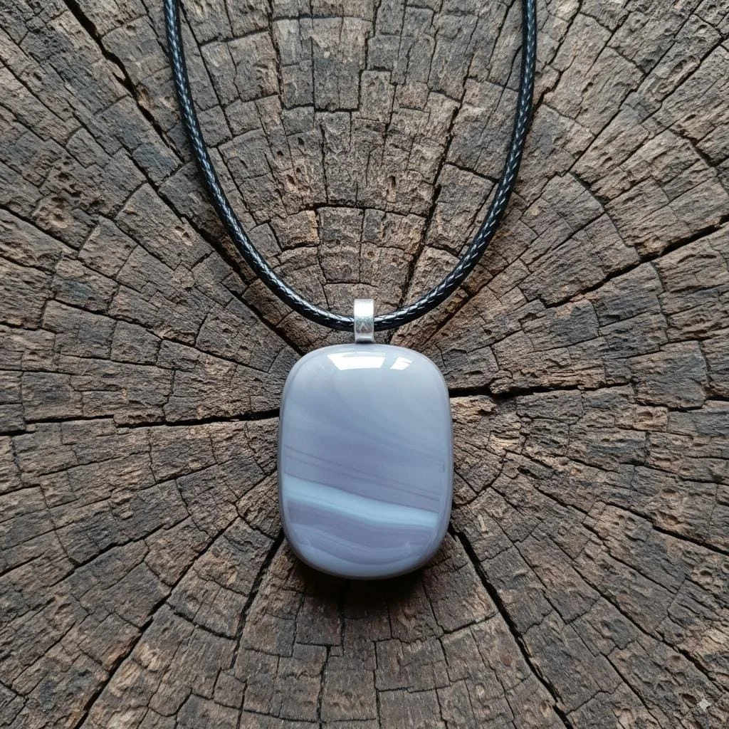 Handmade Unisex Fused Glass Pendant Necklace - Photo 1