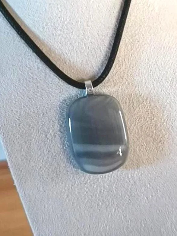 Handmade Unisex Fused Glass Pendant Necklace - Photo 2