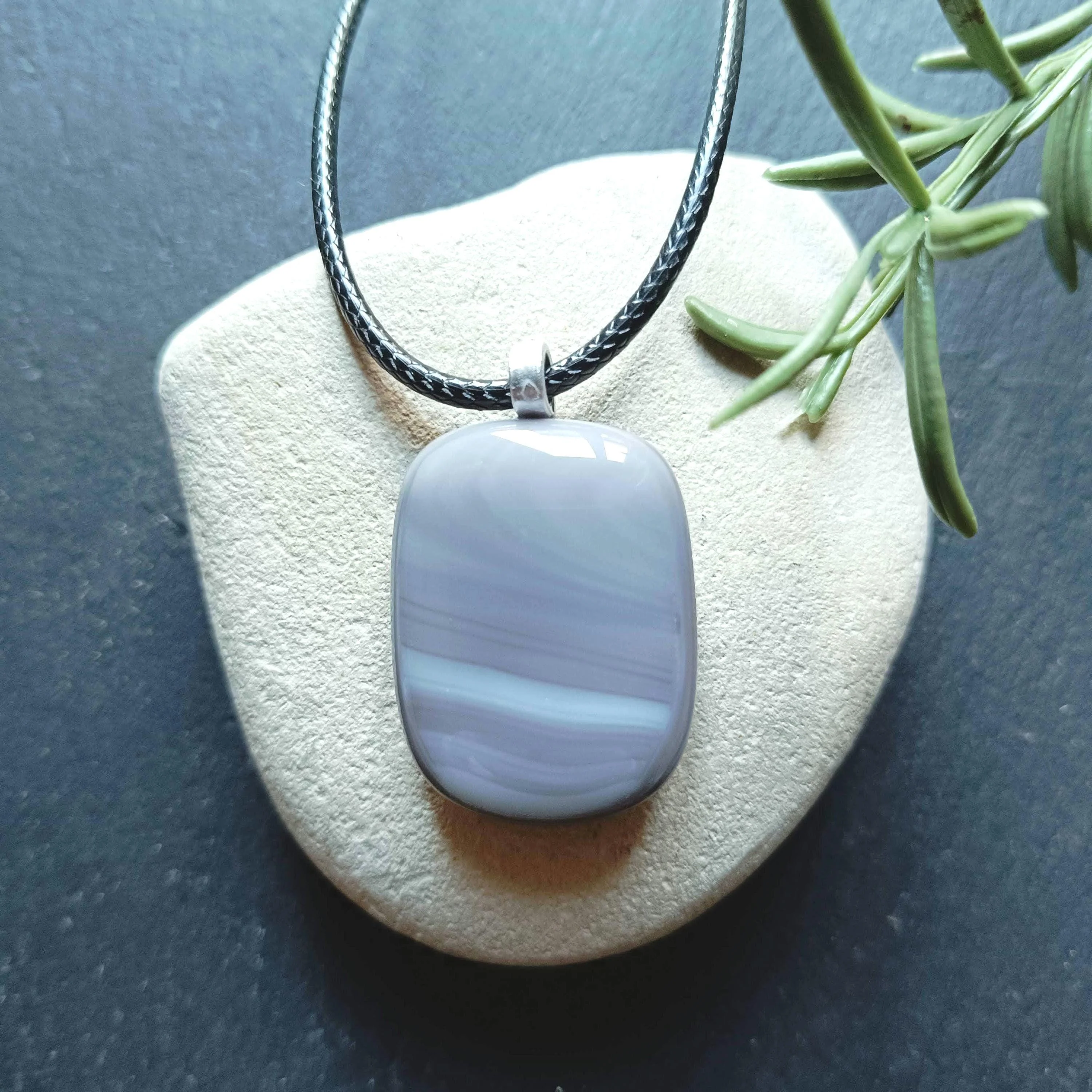 Handmade Unisex Fused Glass Pendant Necklace - Photo 3