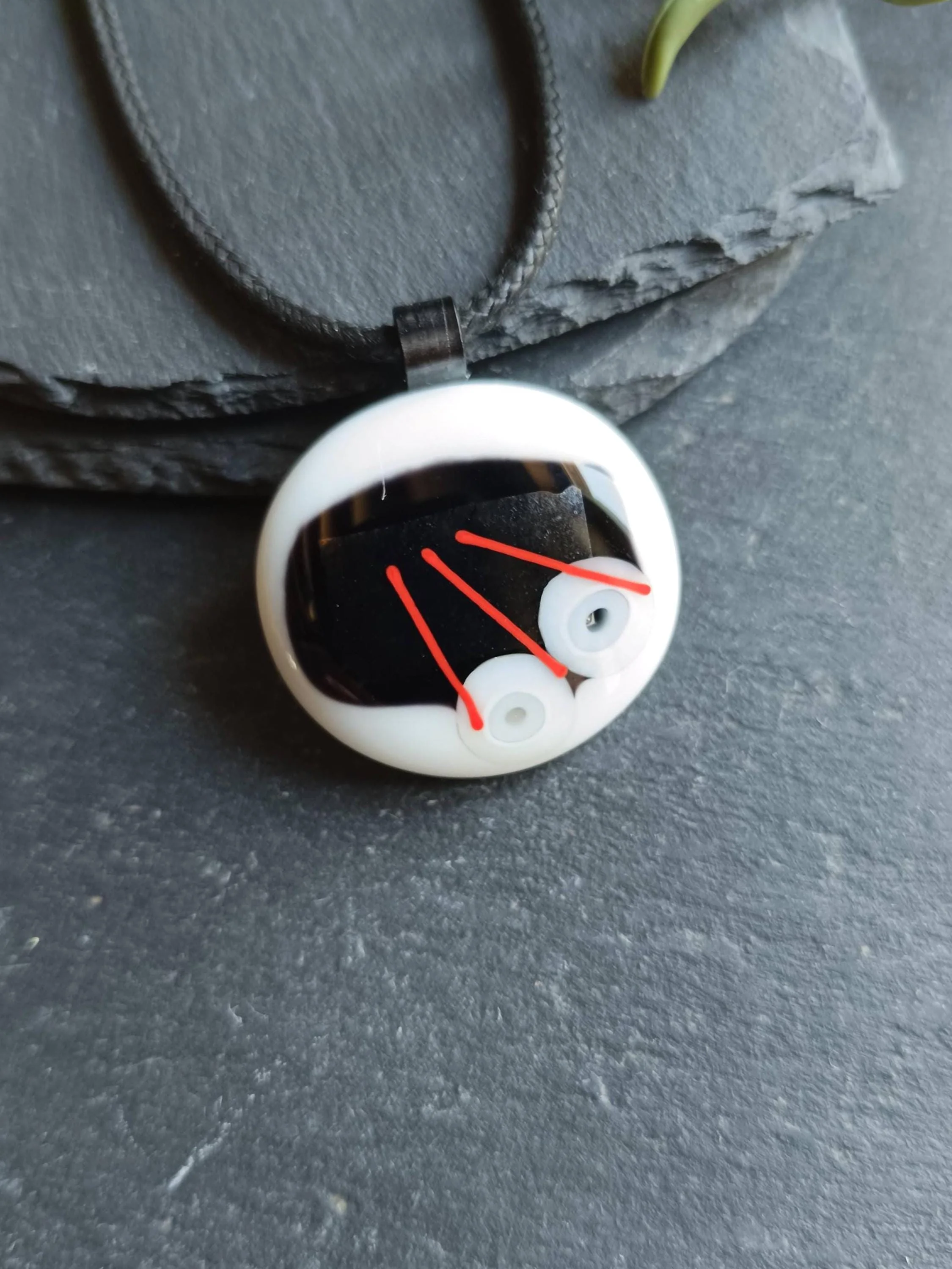 Handmade fused funky glass abstract pendant necklace - Photo 2