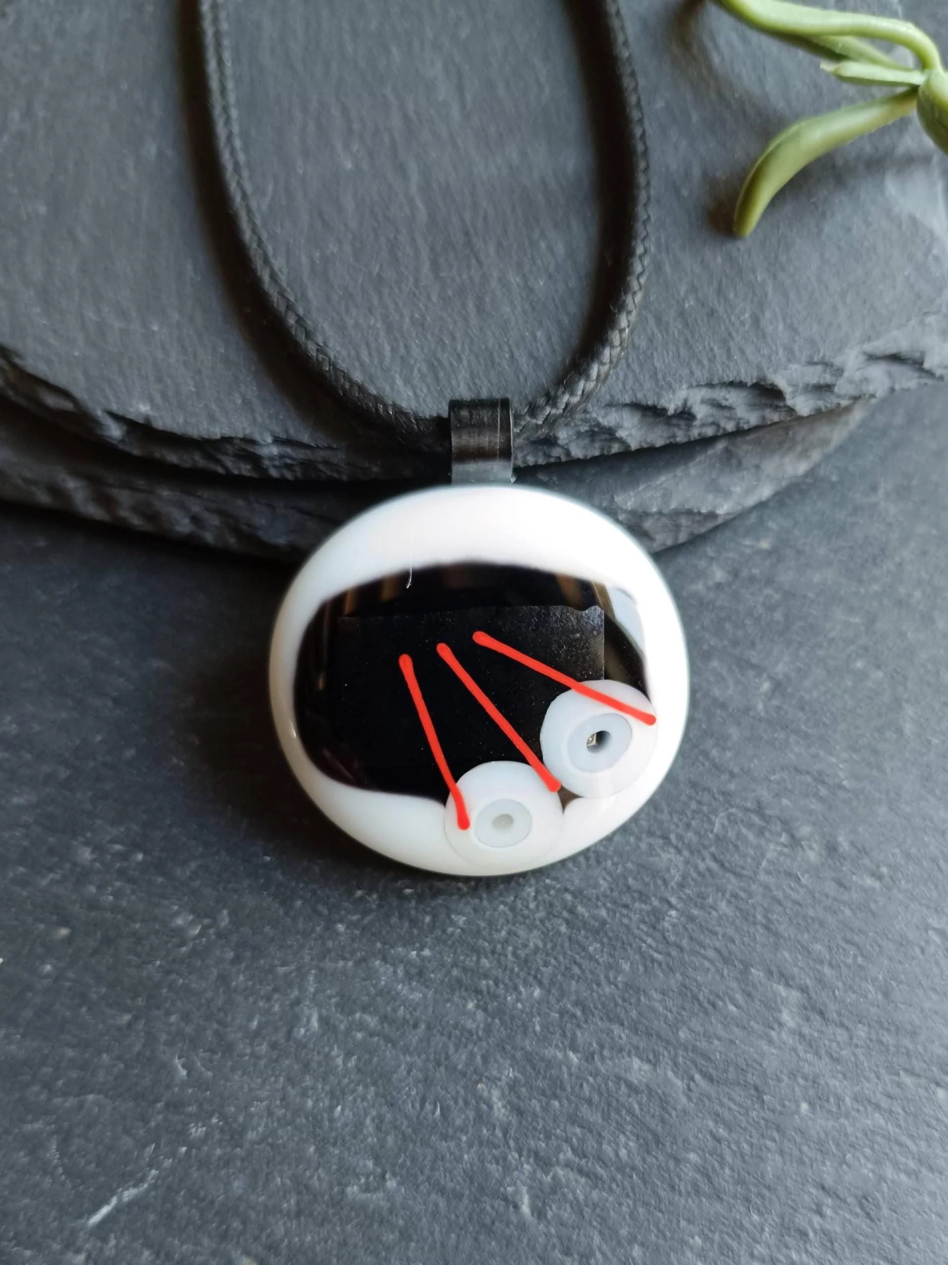 Handmade fused funky glass abstract pendant necklace - Photo 4