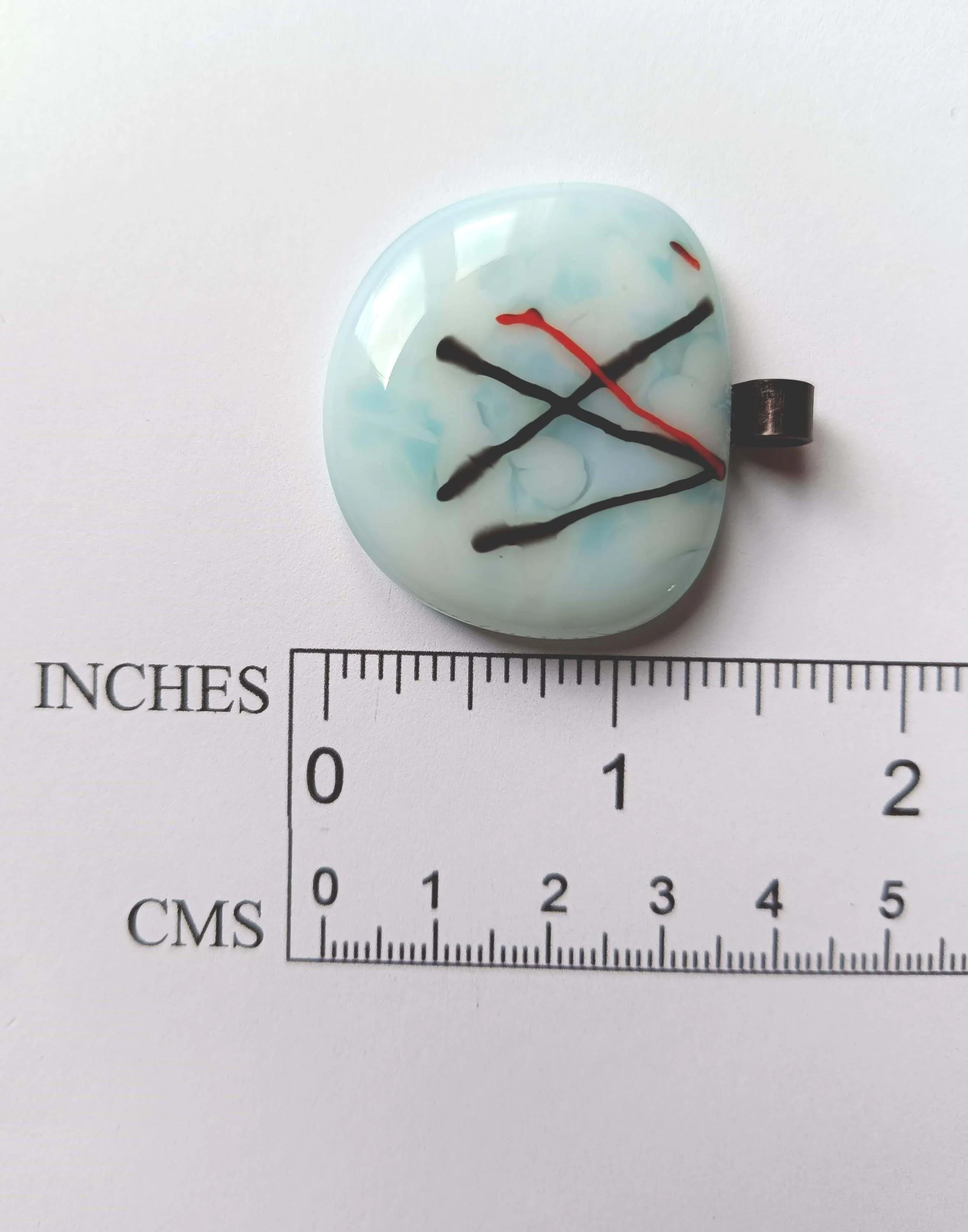 Handmade abstract large fused glass pendant necklace - Photo 3