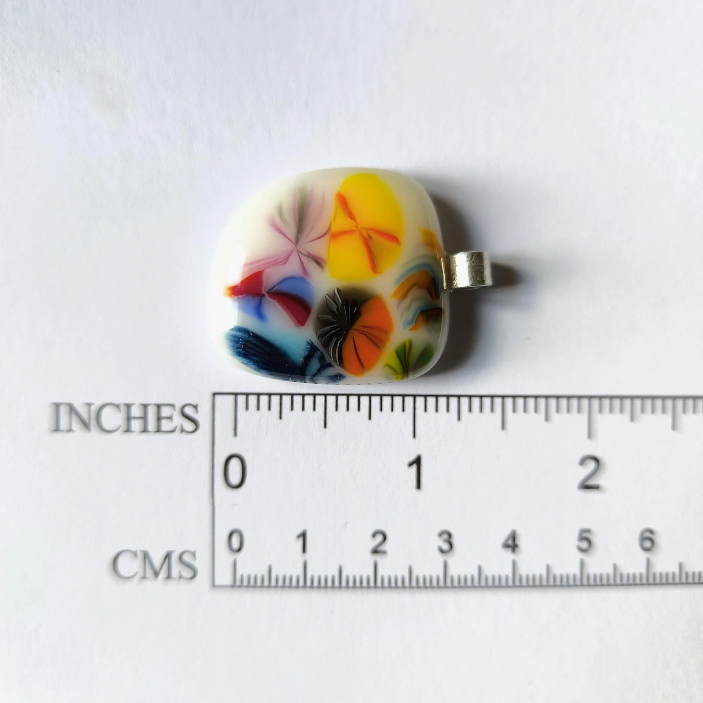 Handmade multicoloured fused glass pendant necklace - Photo 3