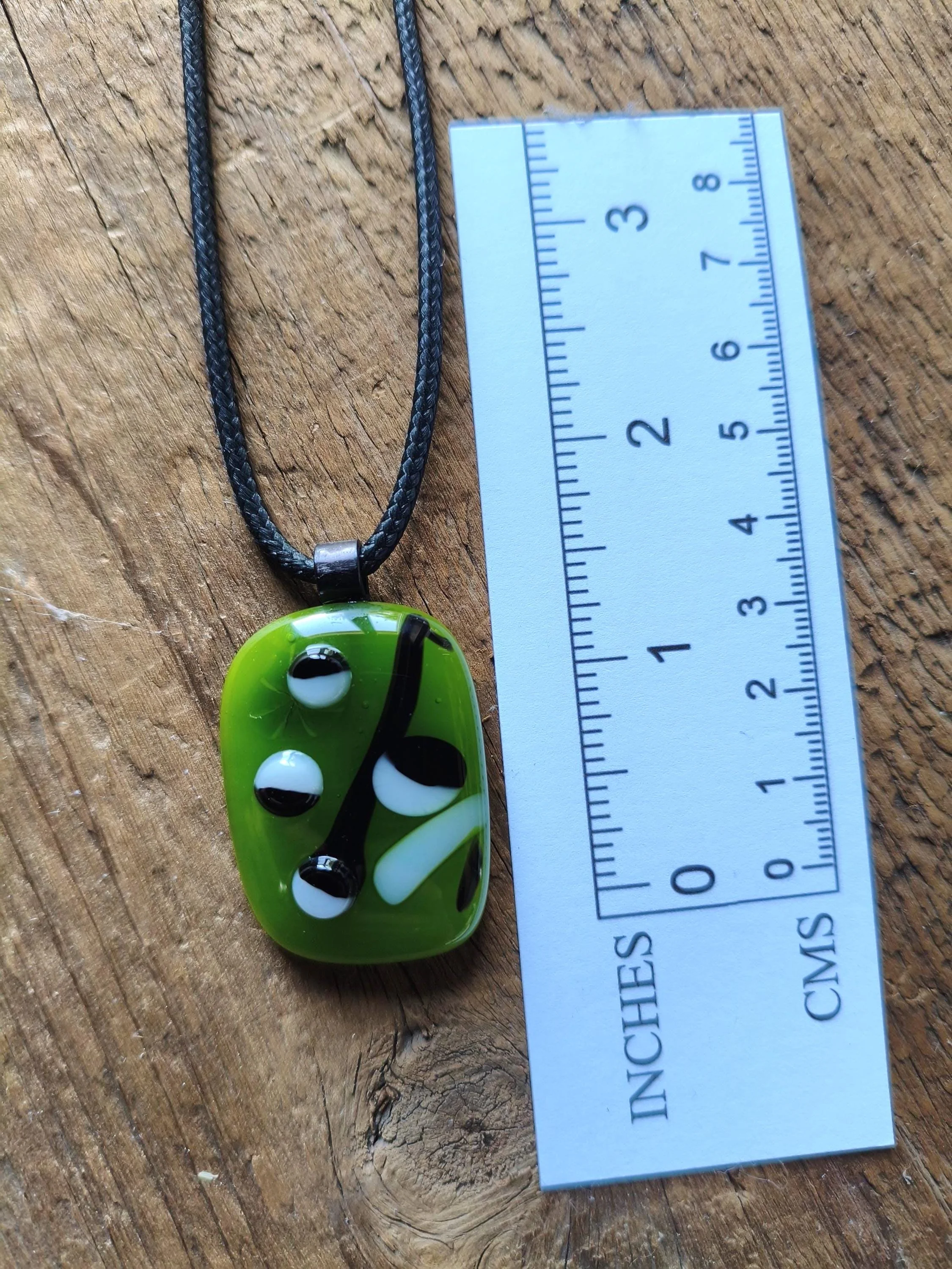 Large One Off Green Multi Coloured Funky Handcrafted Glass Pendant Necklace - Photo 3