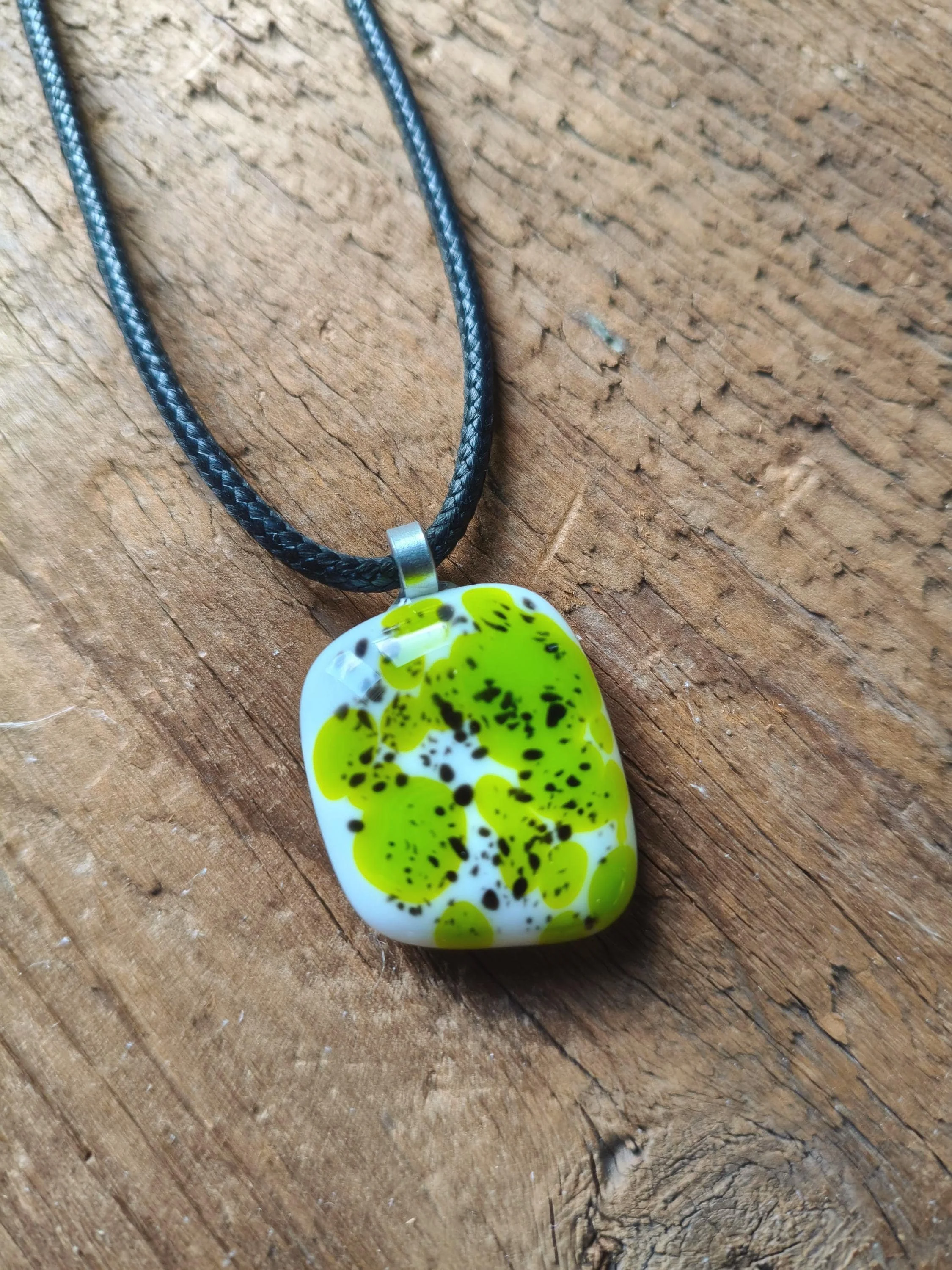 Handcrafted Speckled Melted Glass Pendant Necklace - Photo 1
