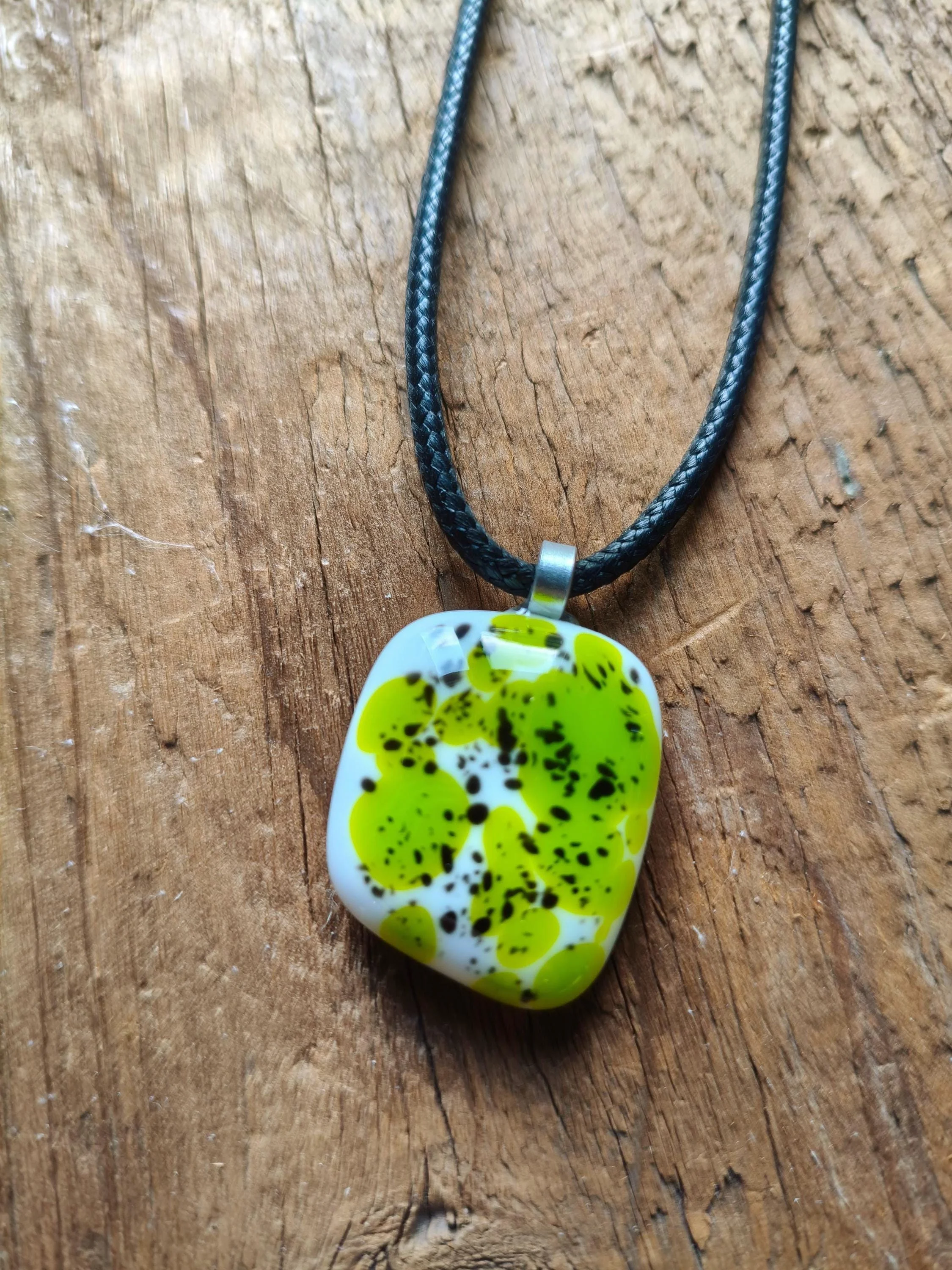 Handcrafted Speckled Melted Glass Pendant Necklace - Photo 2