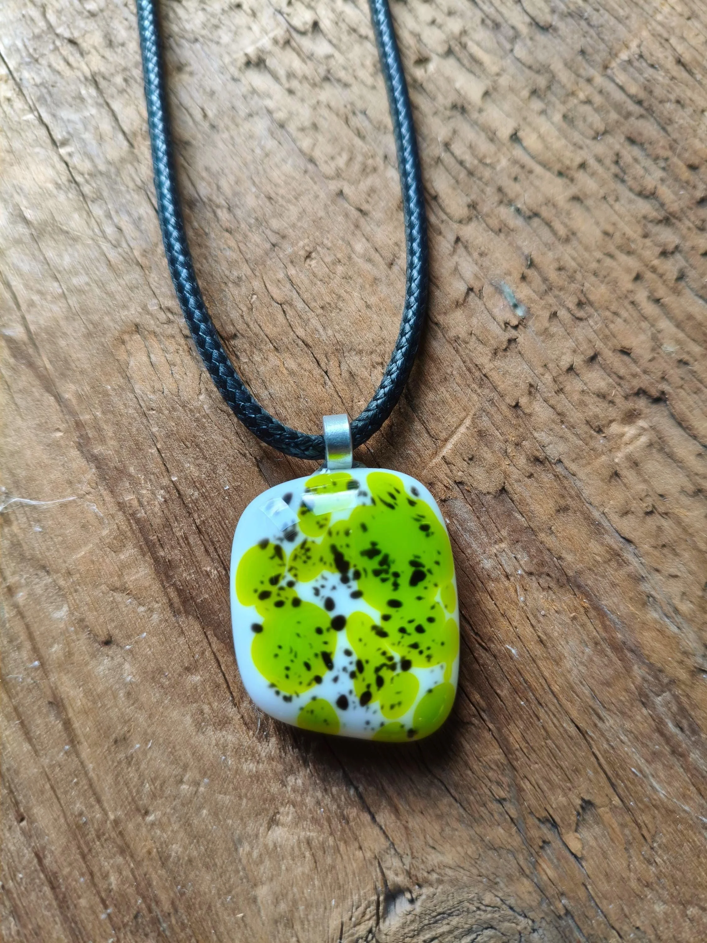 Handcrafted Speckled Melted Glass Pendant Necklace - Photo 4