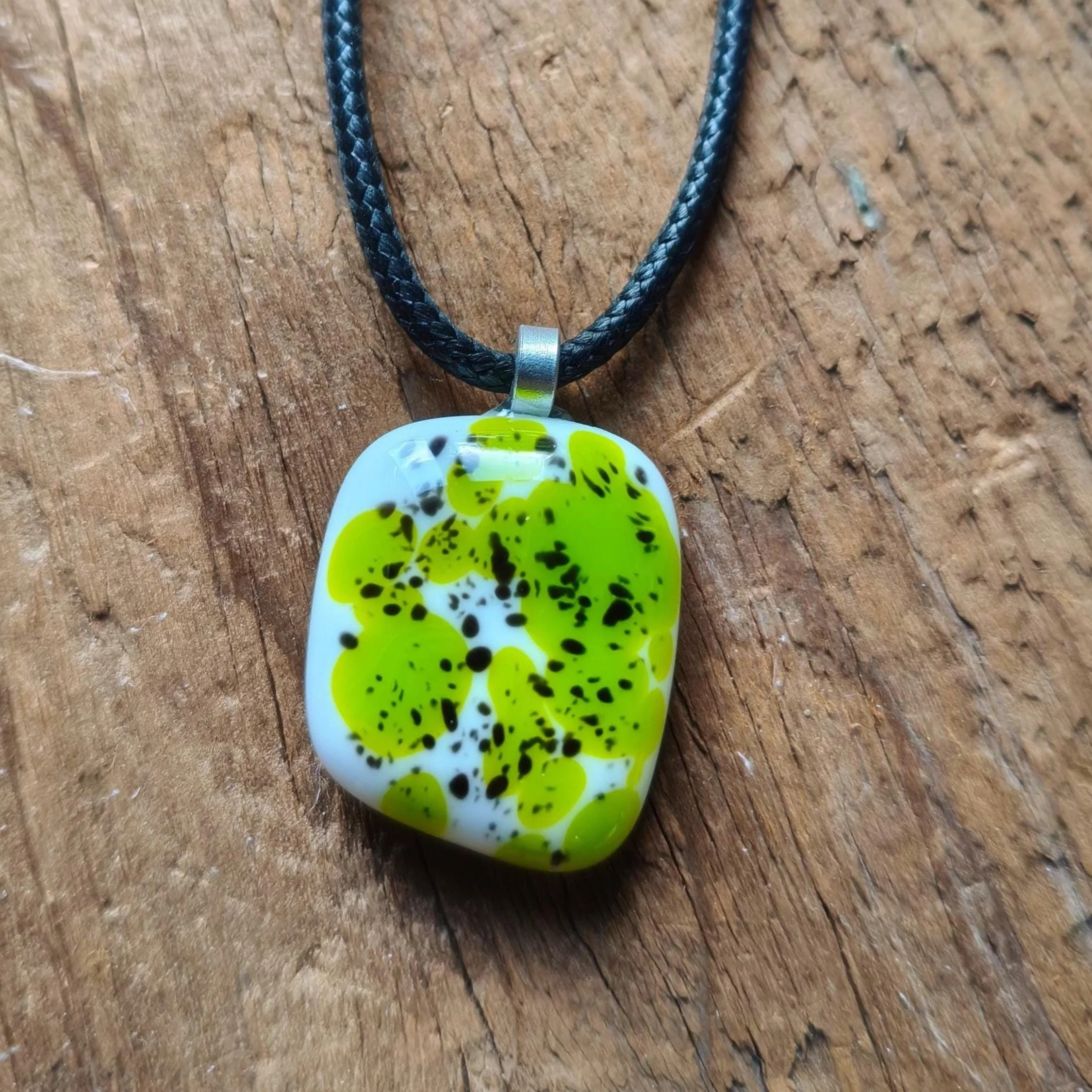 Handcrafted Speckled Melted Glass Pendant Necklace - Photo 5