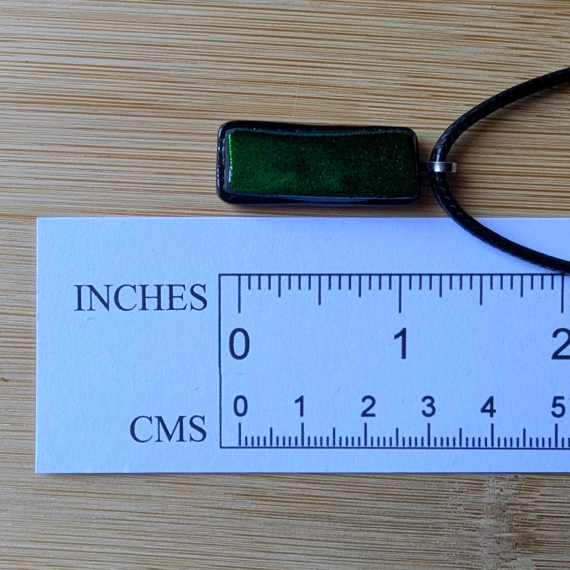 Handcrafted Green Dichroic Glass Pendant Necklace with two necklaces - Photo 3