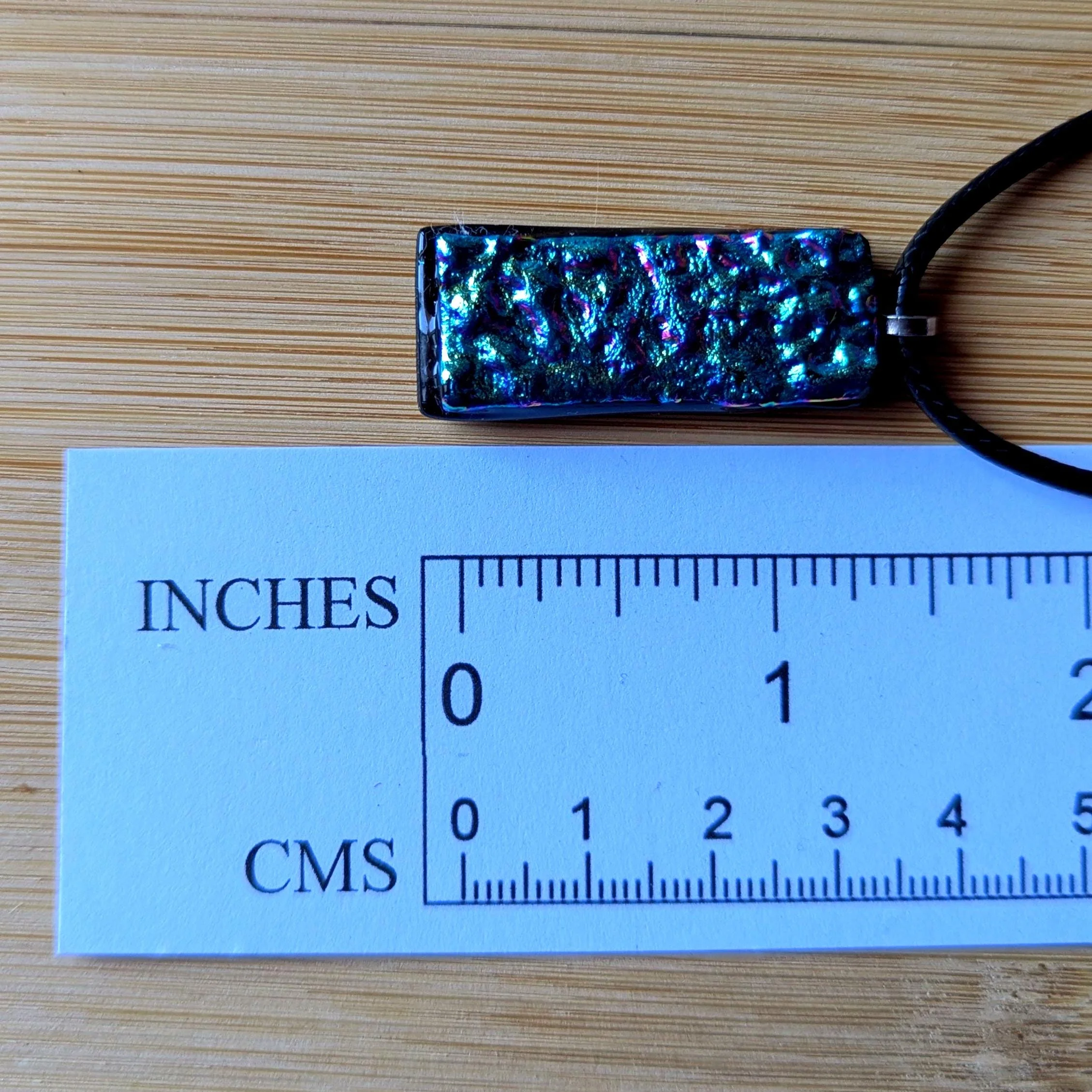 Handmade Blue and Pink Textured Dichroic Glass Pendant - Photo 2