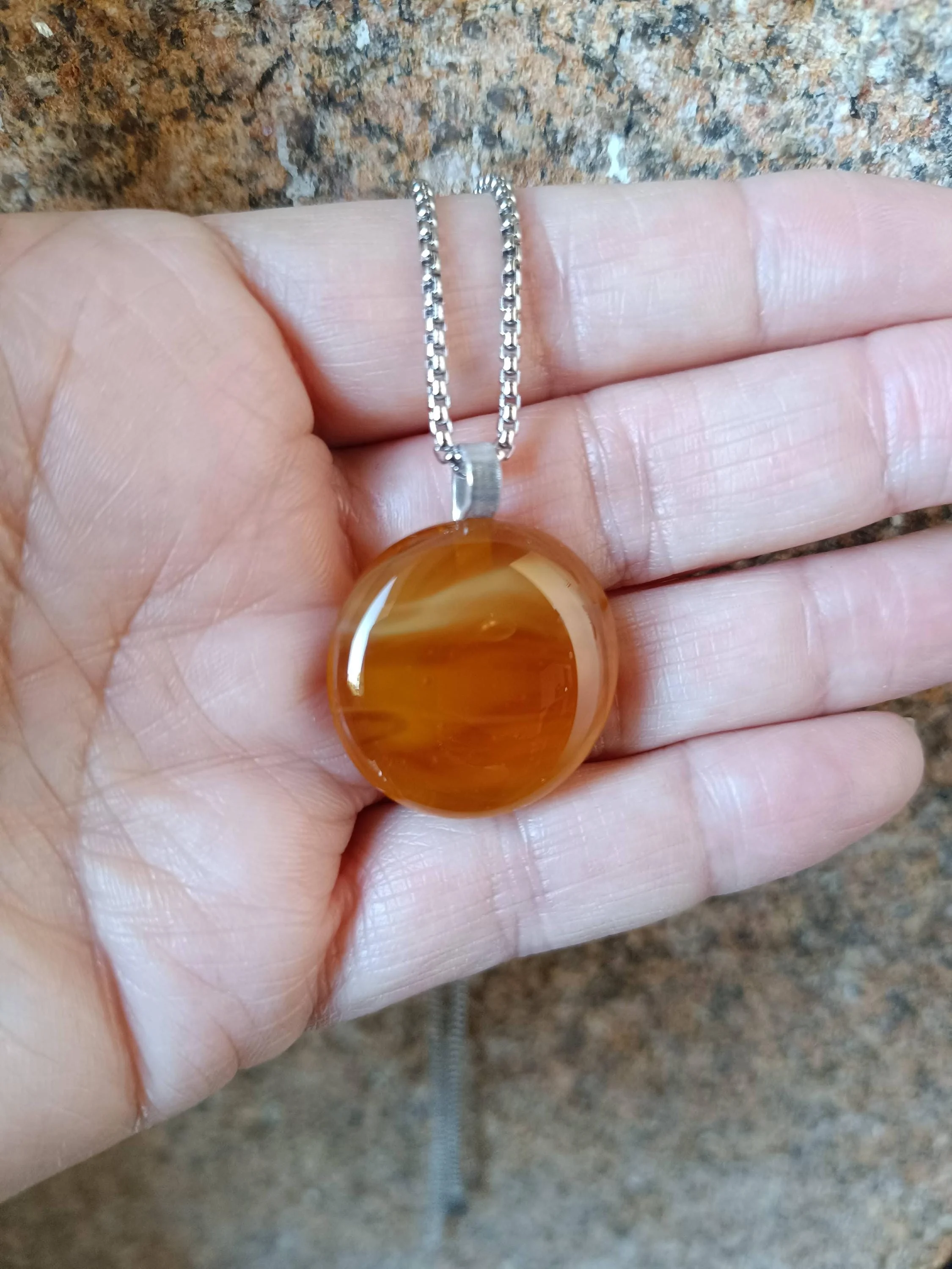Fused Glass Pendant with Necklace - Photo 3