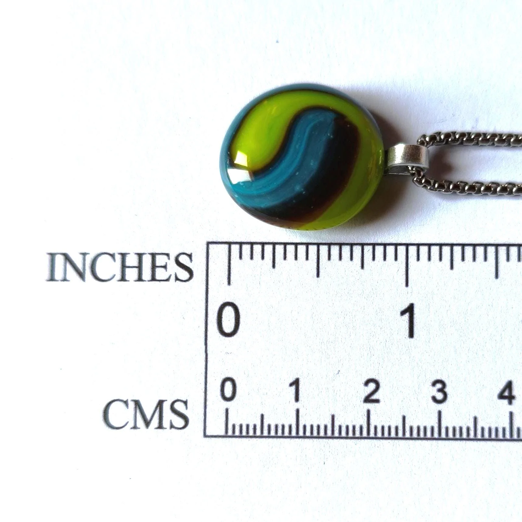 Green and blue glass pendant necklace - Photo 4