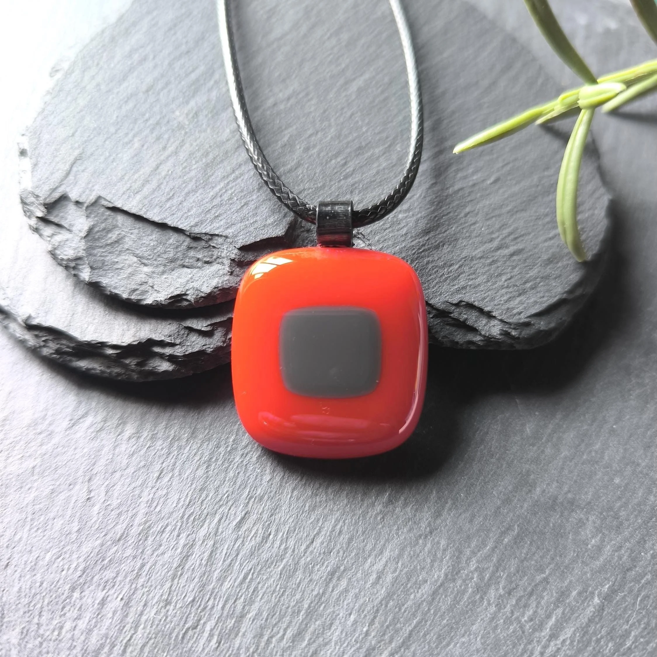 Handcrafted Red Funky Glass Pendant Necklace - Photo 2