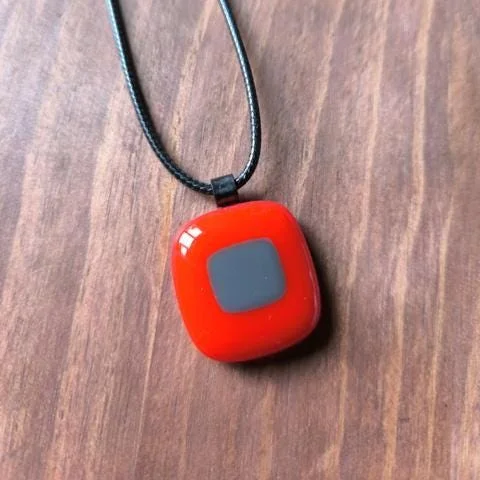 Handcrafted Red Funky Glass Pendant Necklace - Photo 3