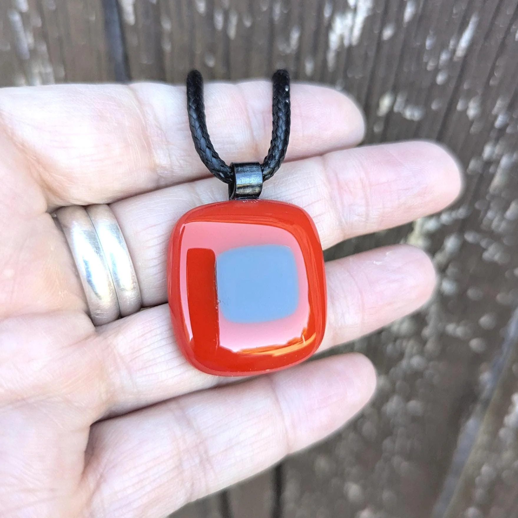 Handcrafted Red Funky Glass Pendant Necklace - Photo 5
