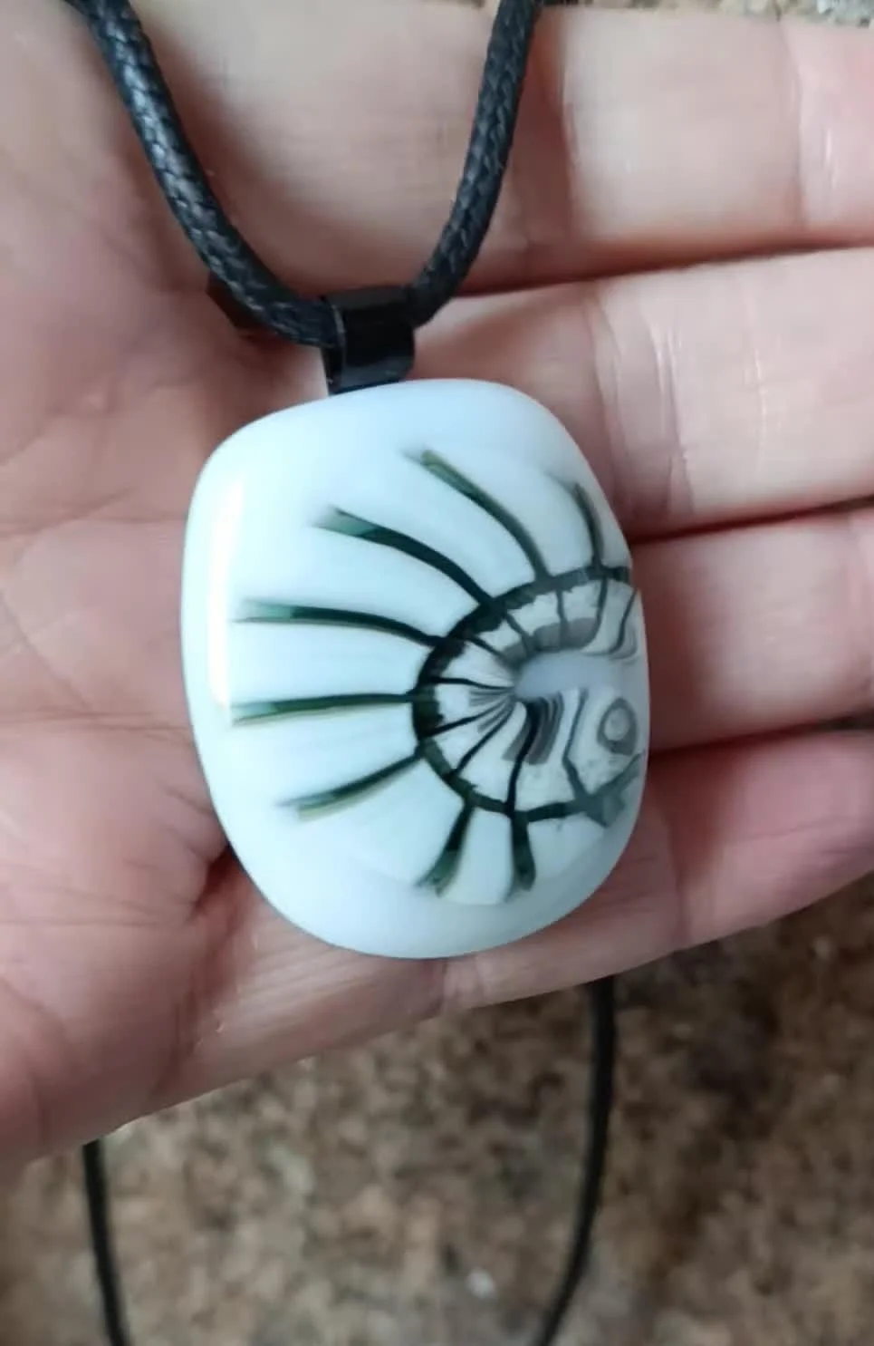 Handmade abstract fused glass pendant necklace - Photo 1
