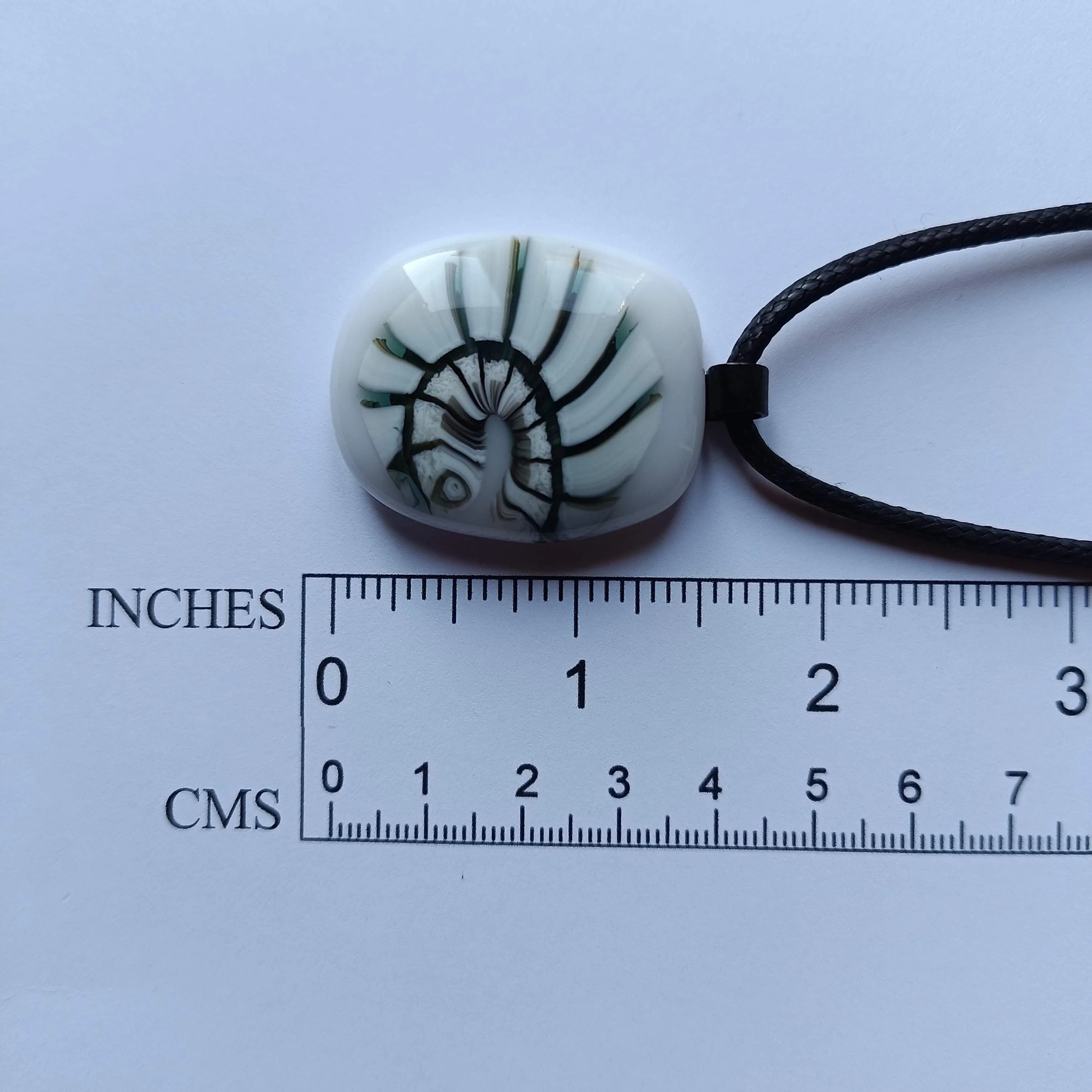 Handmade abstract fused glass pendant necklace - Photo 3