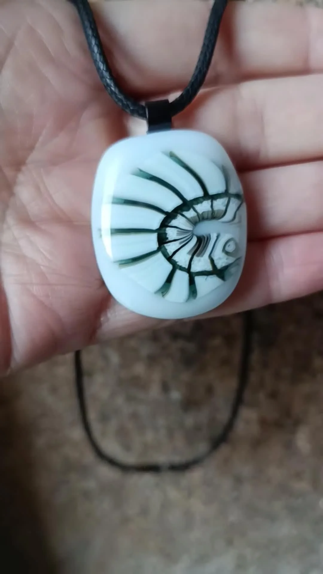 Handmade abstract fused glass pendant necklace - Photo 4
