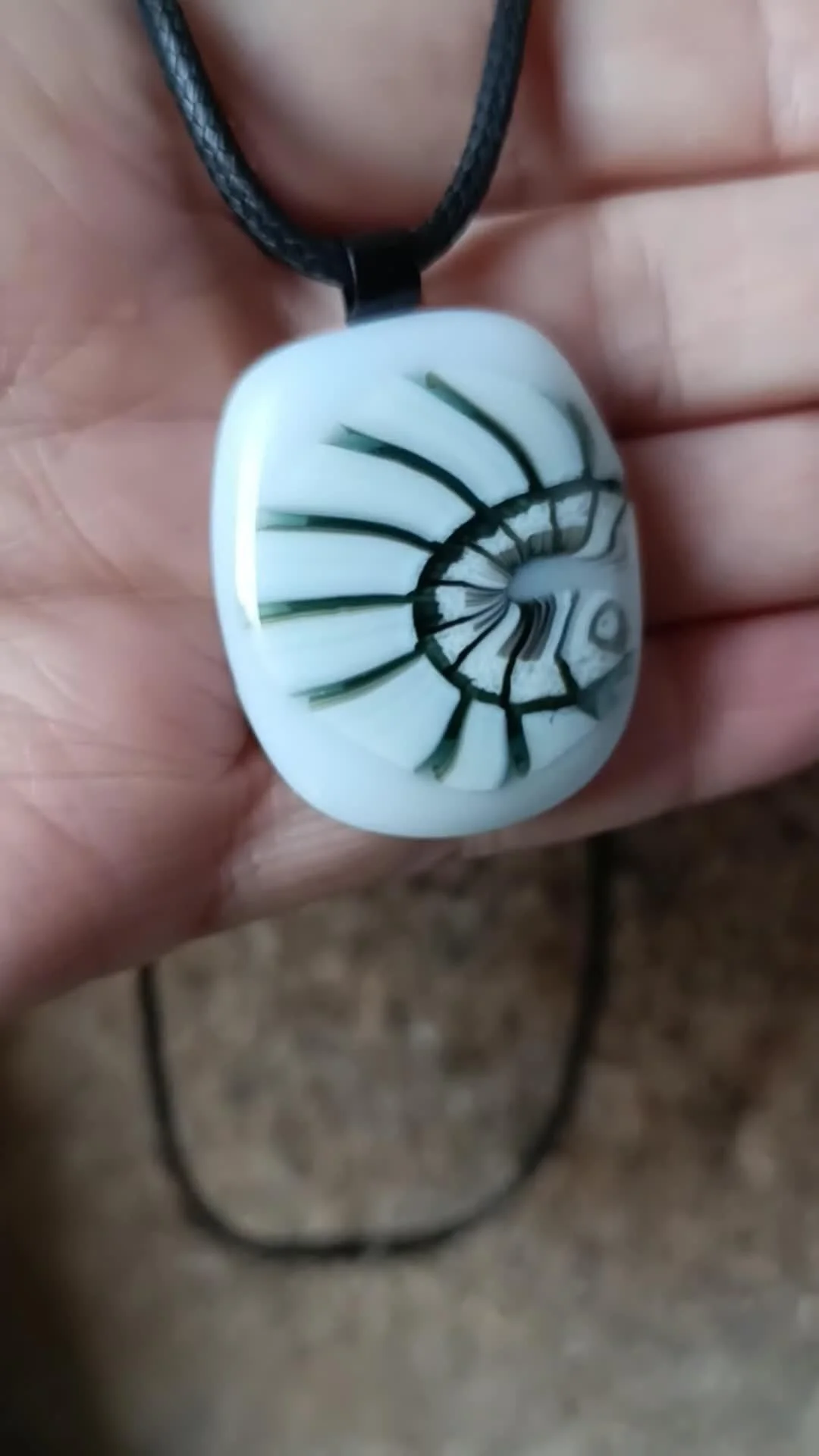 Handmade abstract fused glass pendant necklace - Photo 5