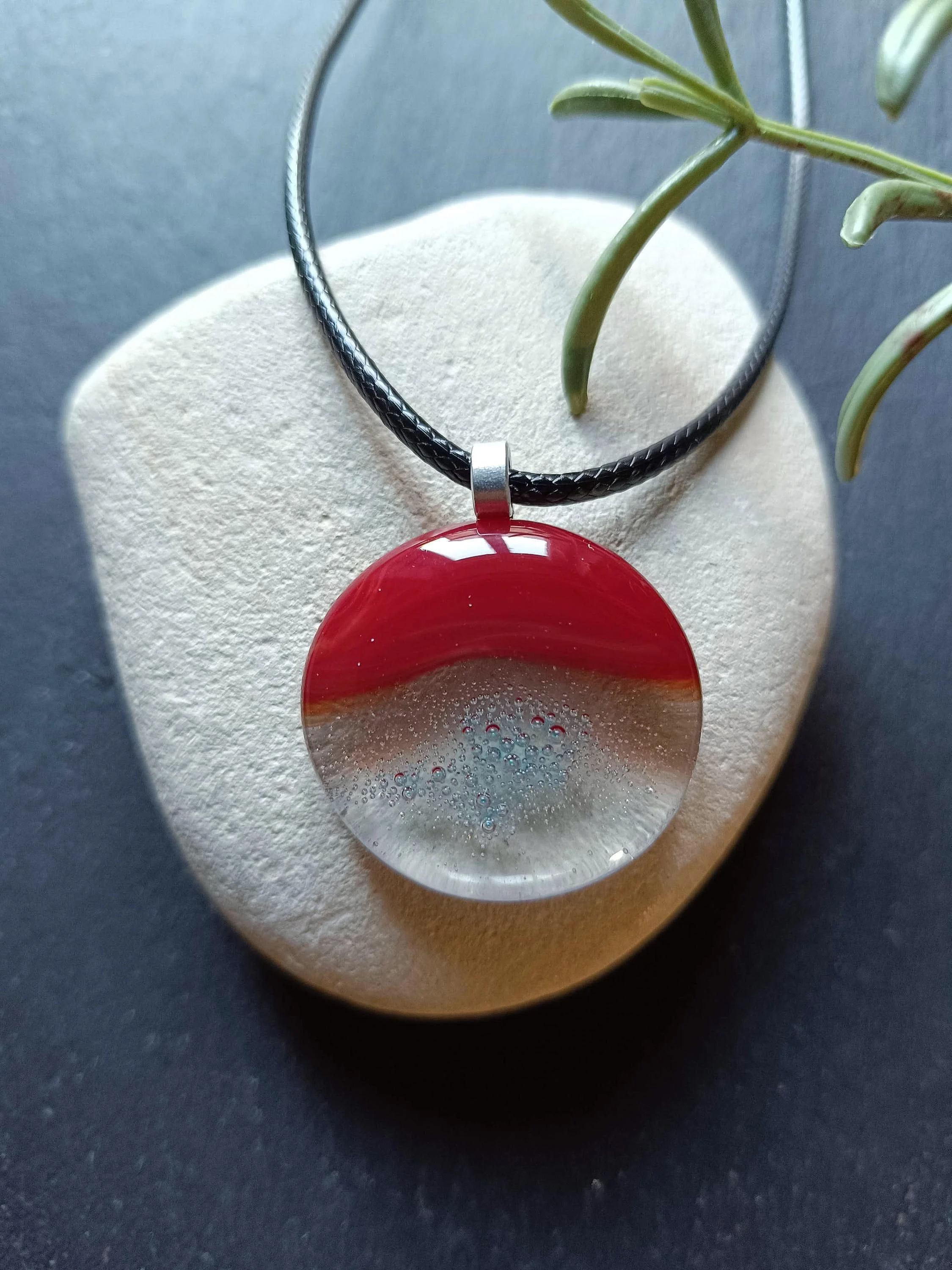 Fused Glass Bubble Pendant Necklace - Photo 1