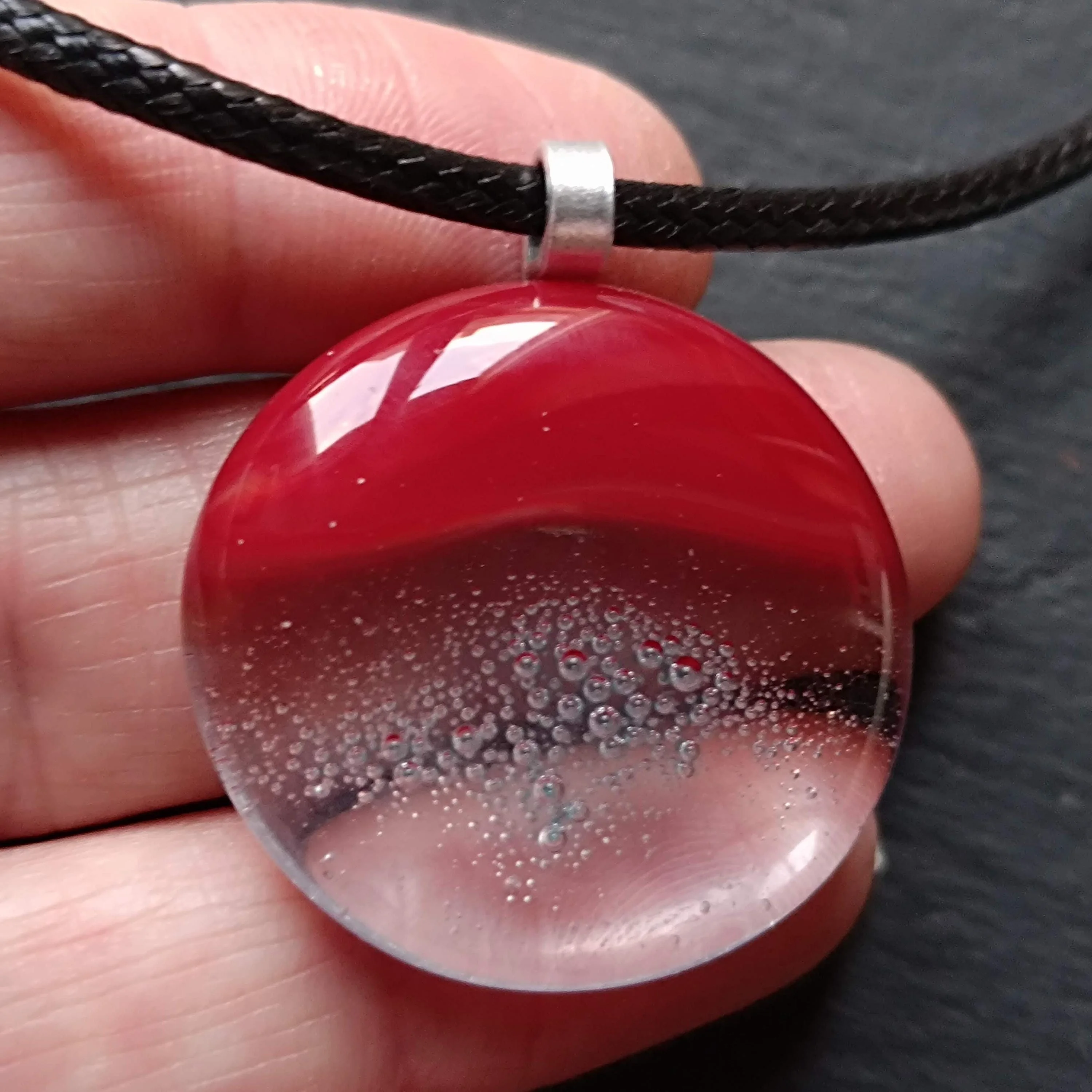 Fused Glass Bubble Pendant Necklace - Photo 2