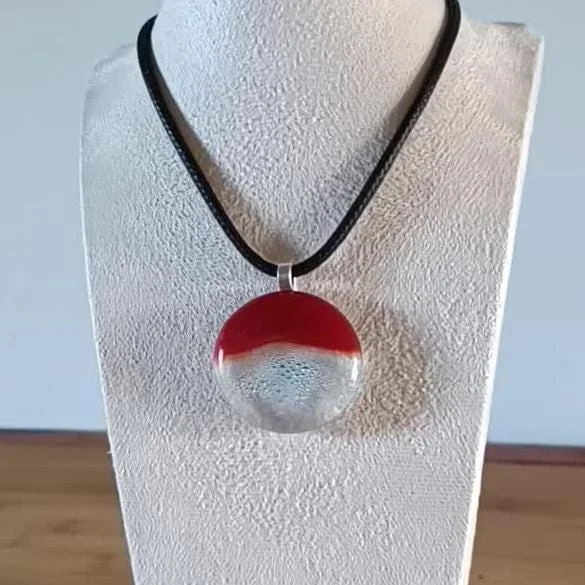 Fused Glass Bubble Pendant Necklace - Photo 4