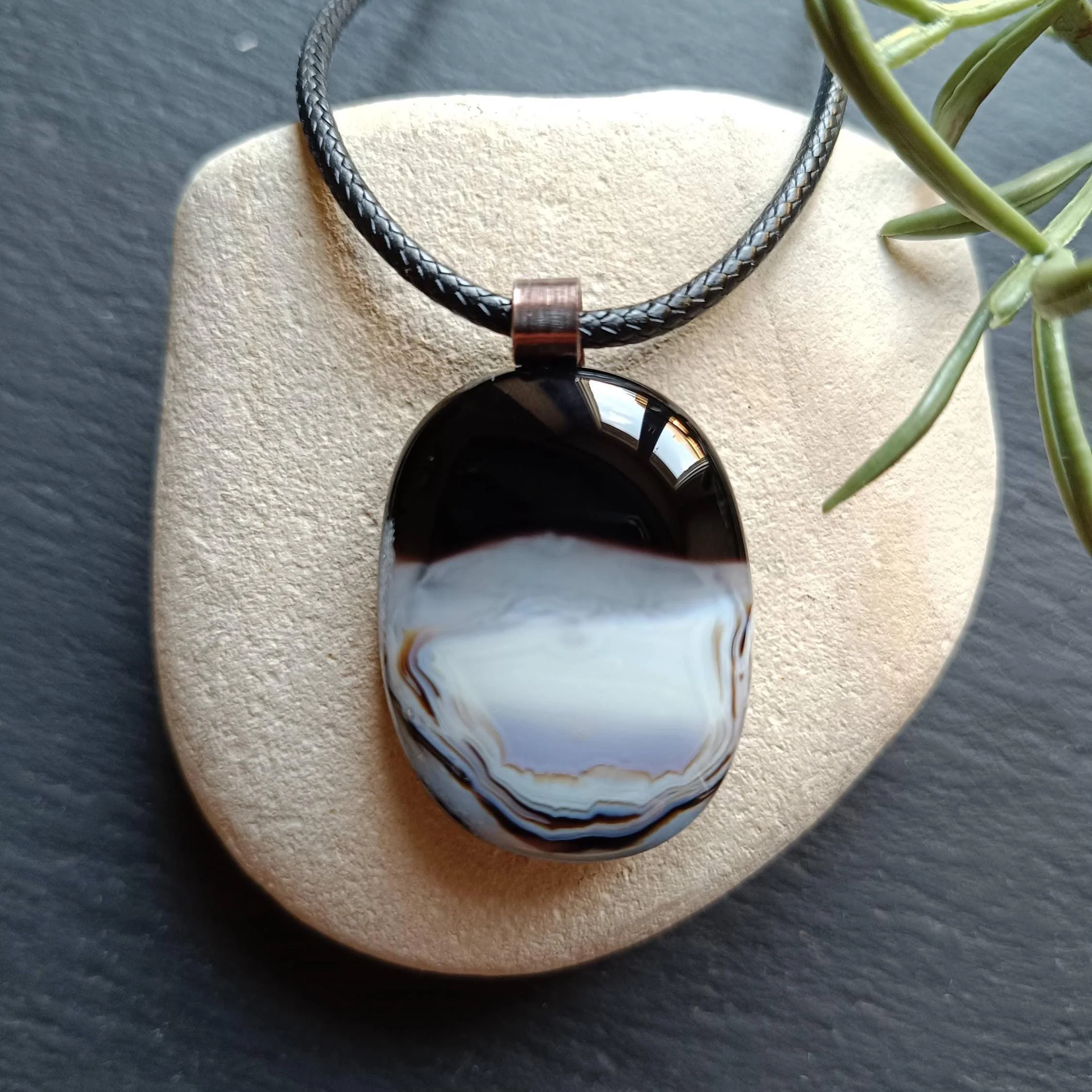 Contemporary Fused Glass Pendant Necklace - Photo 1