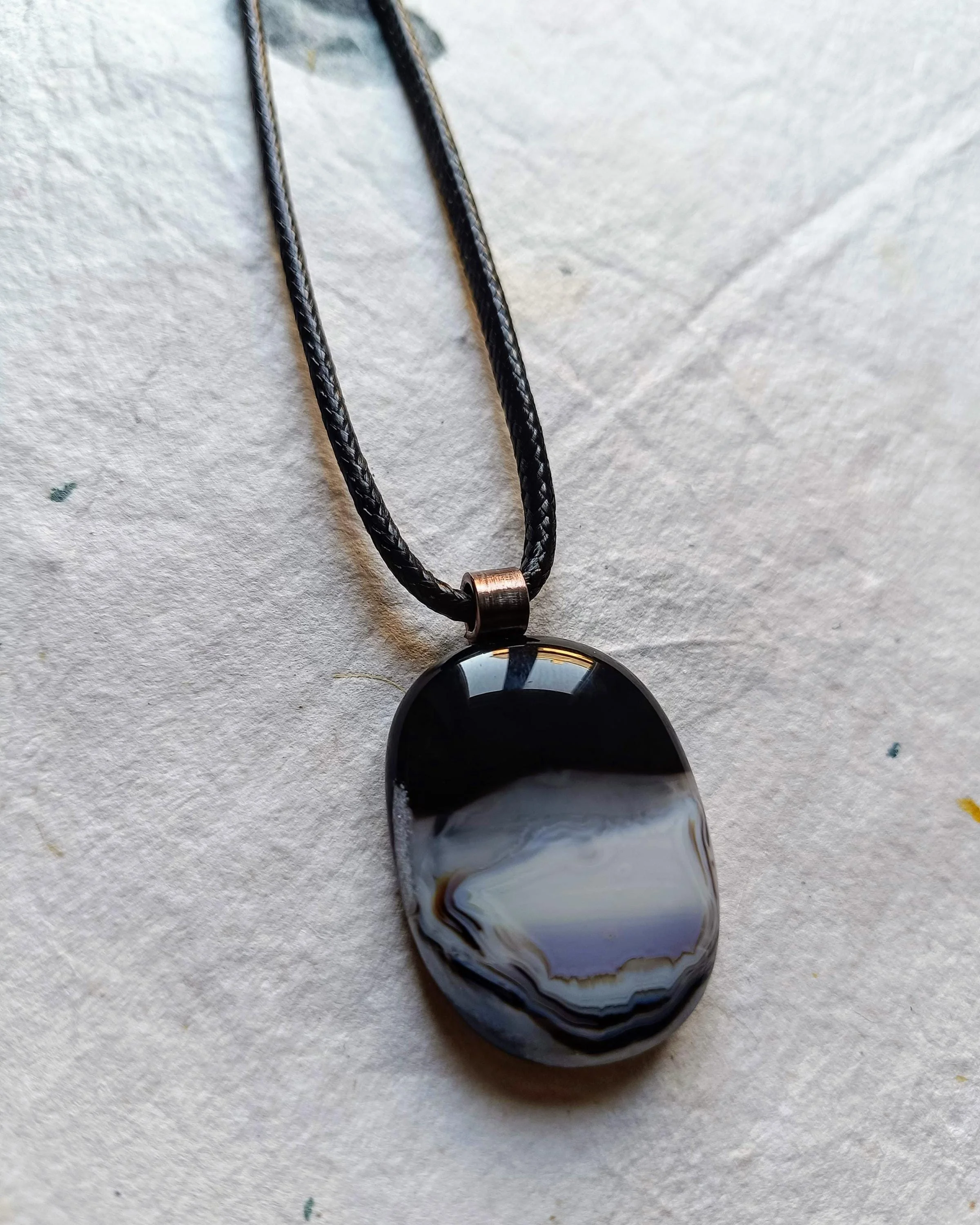 Contemporary Fused Glass Pendant Necklace - Photo 2