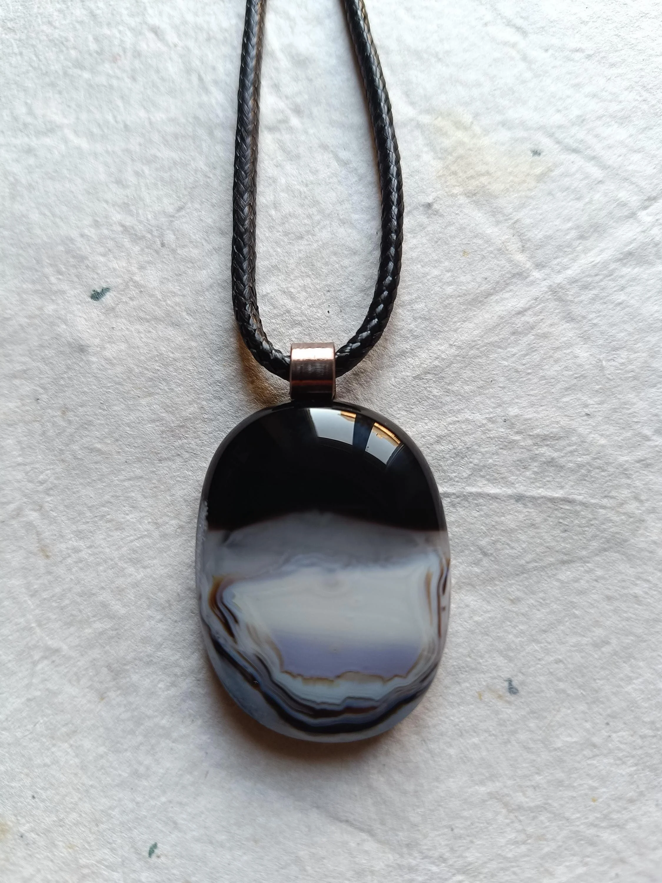 Contemporary Fused Glass Pendant Necklace - Photo 3