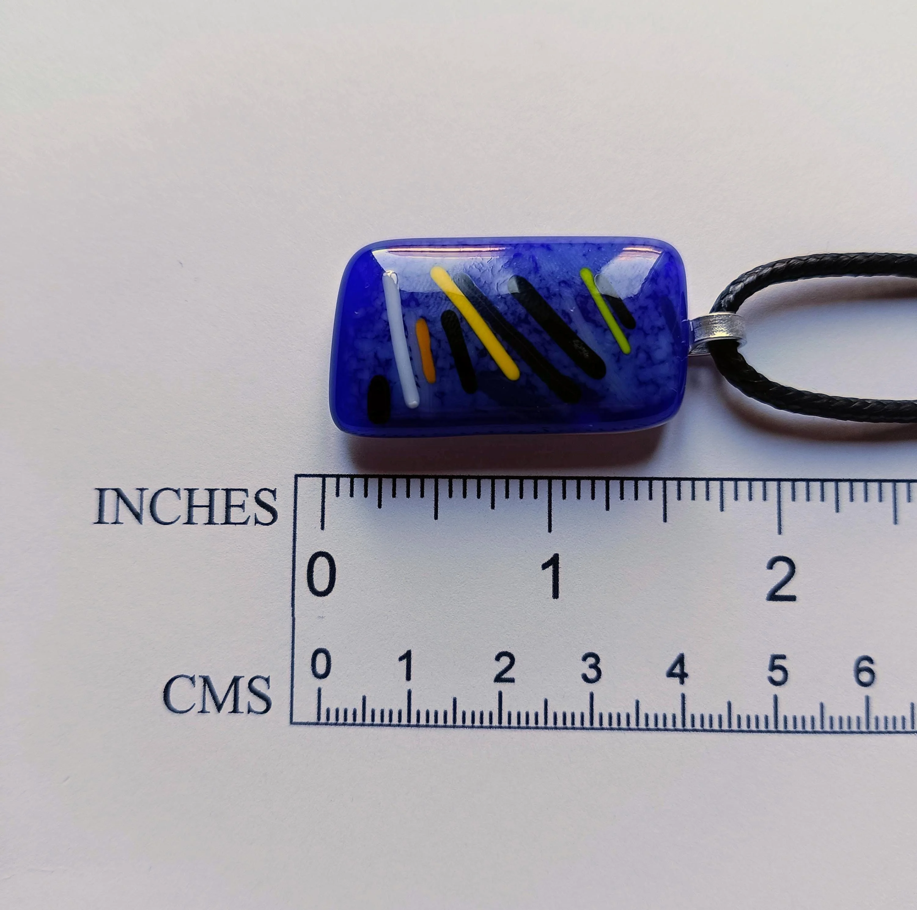 Handmade Blue Funky Fused Glass Pendant Necklace - Photo 6