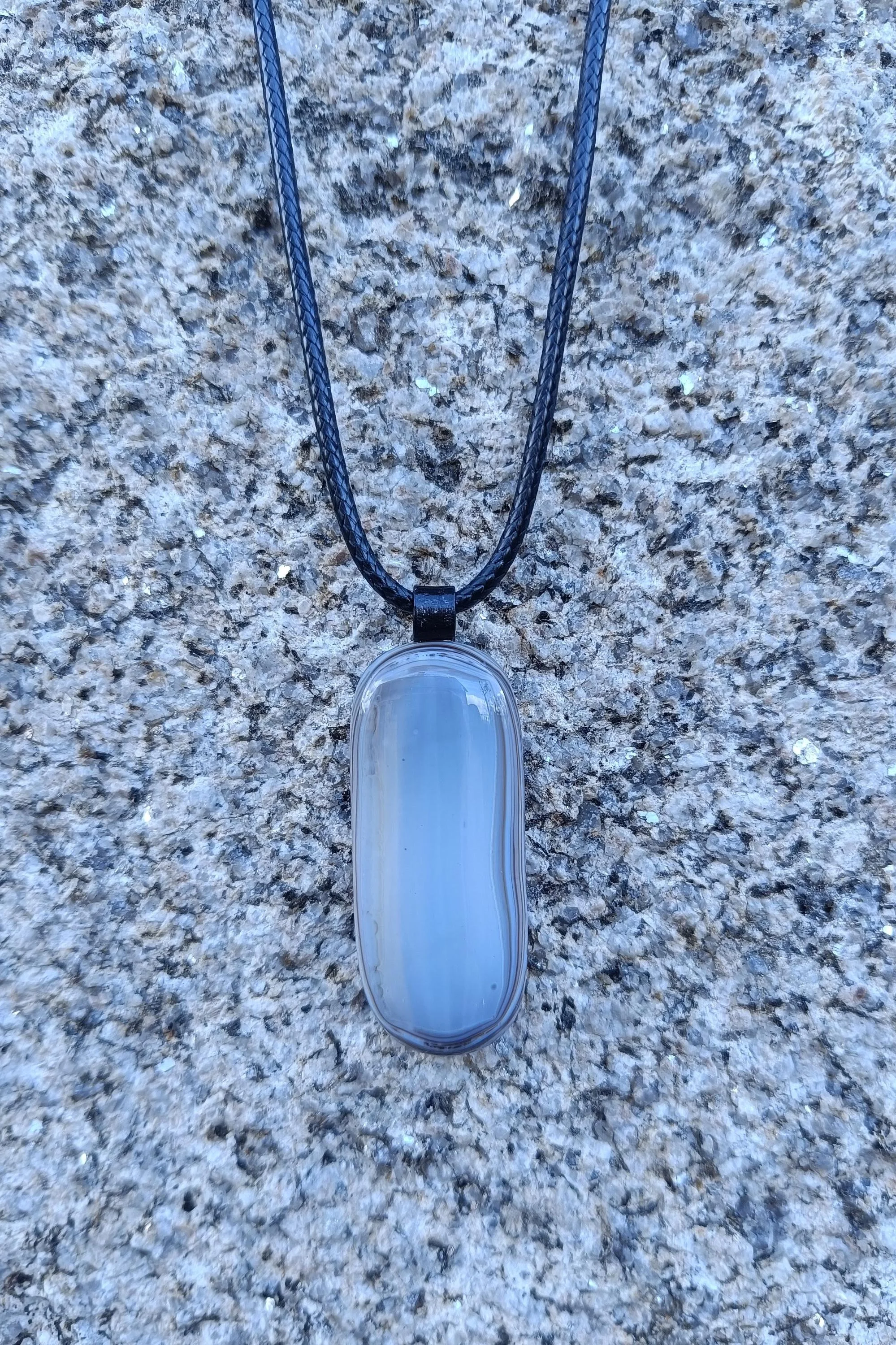 Handmade natural coloured fused glass pendant with necklace - Photo 2