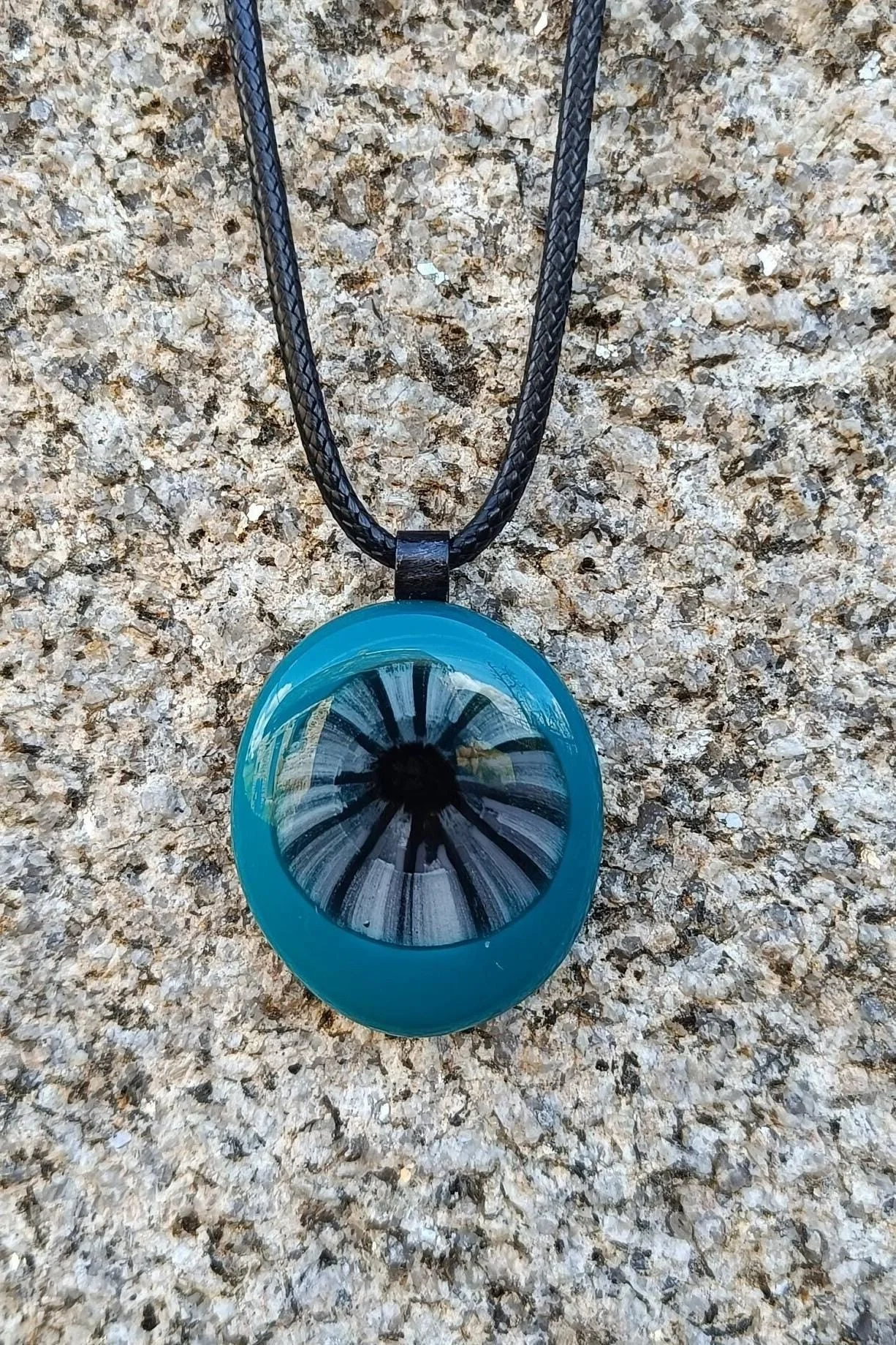 Handmade boho chic fused glass pendant necklace - Photo 2