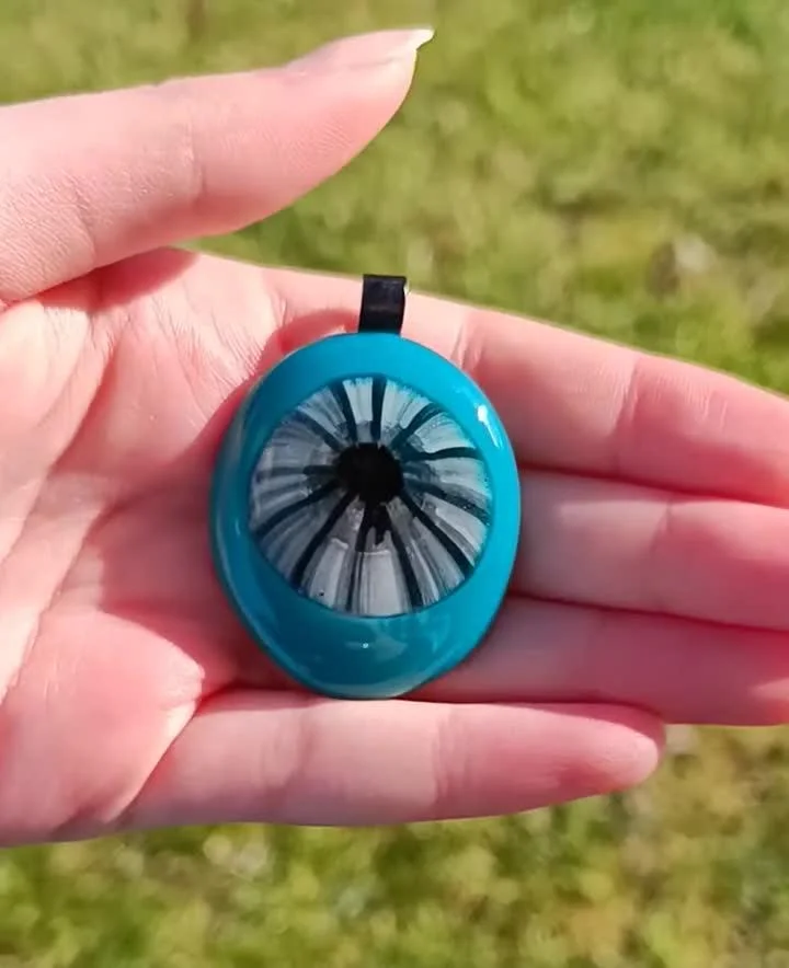 Handmade boho chic fused glass pendant necklace - Photo 3