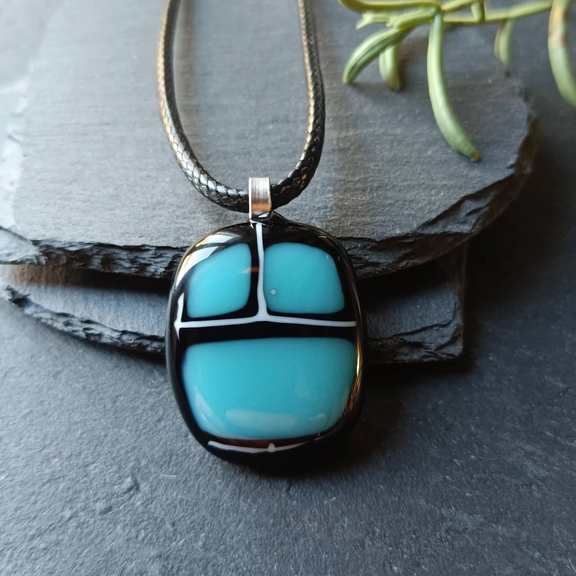 Handmade Fused Glass Pendant Necklace - Photo 1