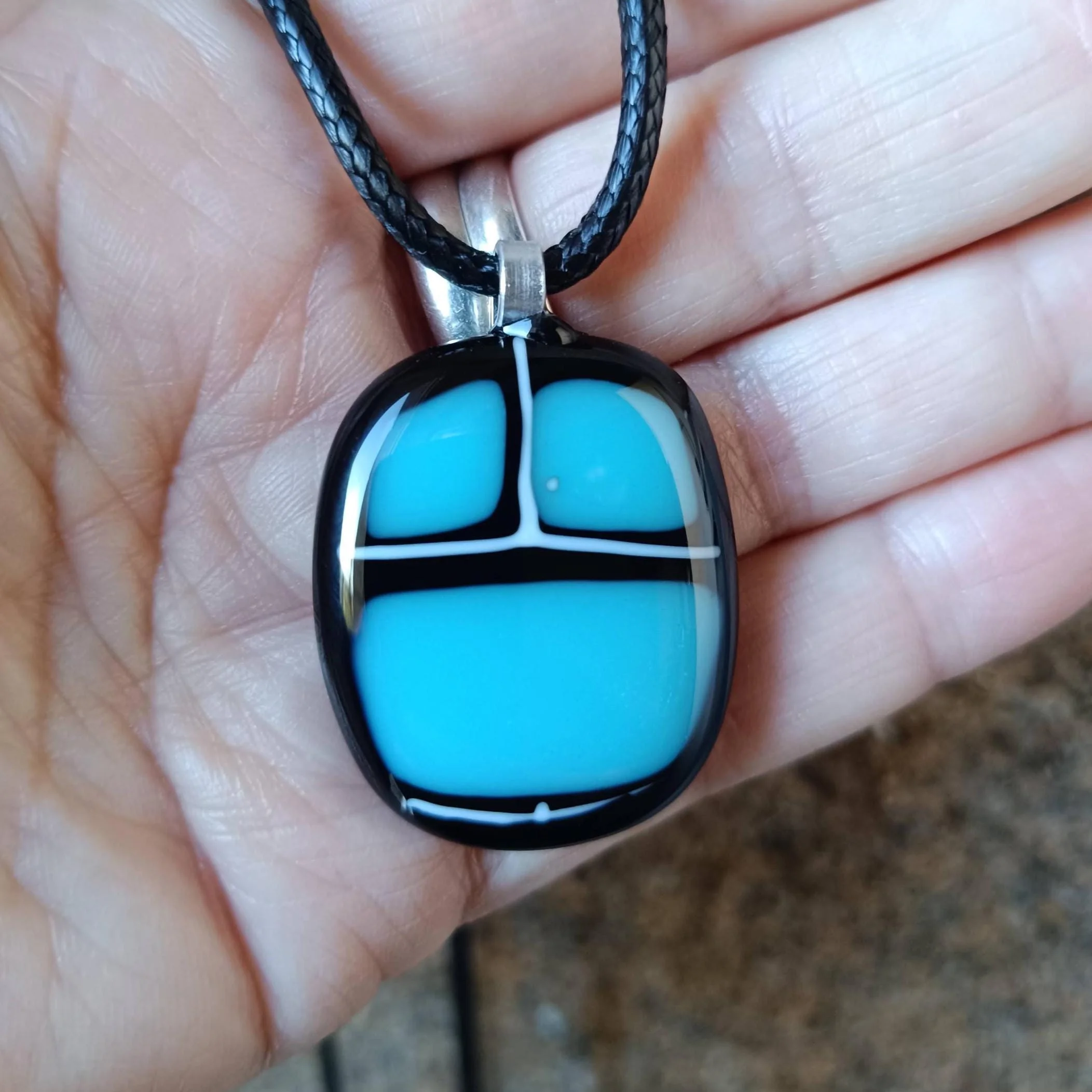 Handmade Fused Glass Pendant Necklace - Photo 2