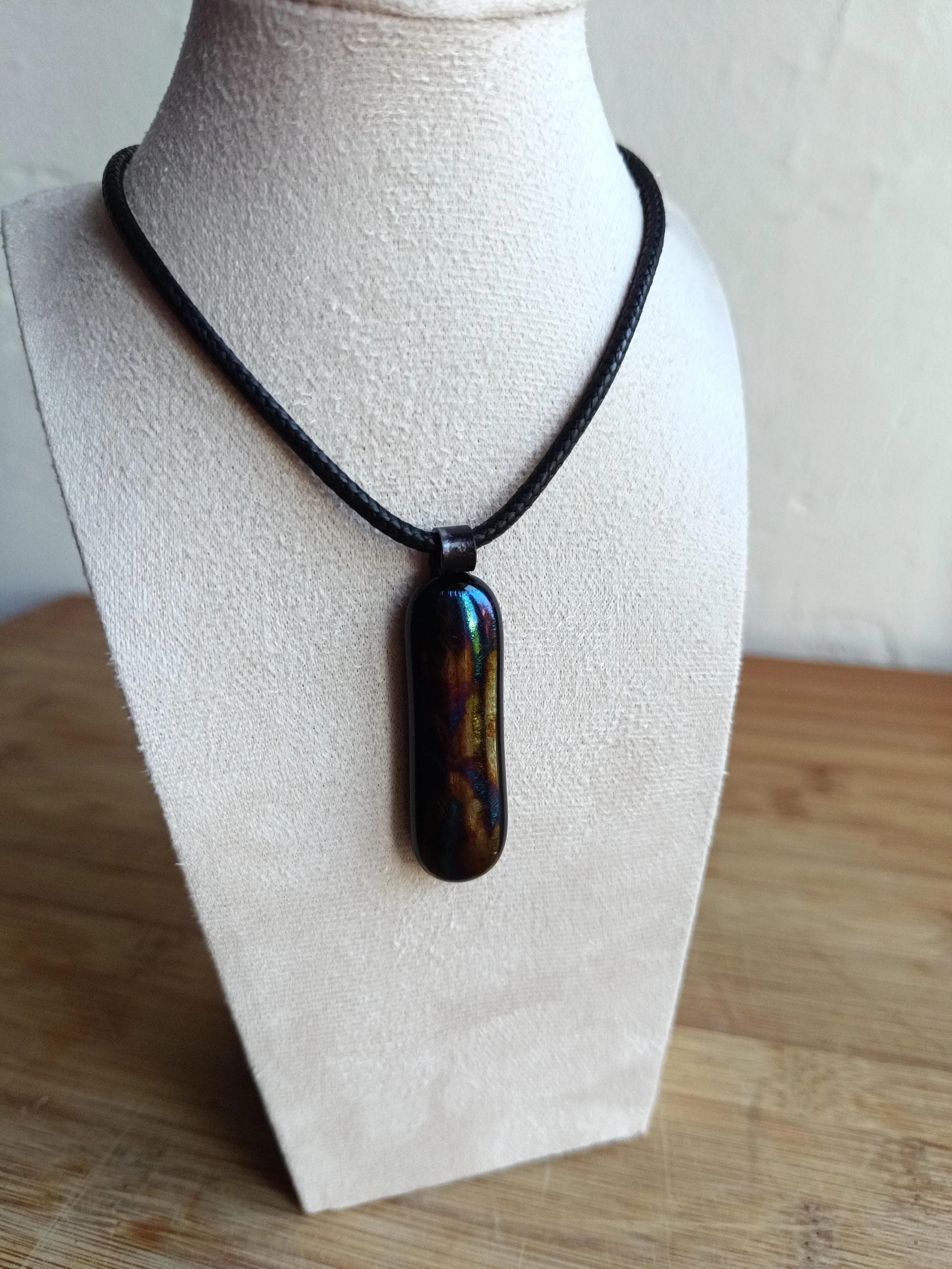 Handmade Iridescent Glass Pendant With Necklace - Photo 3