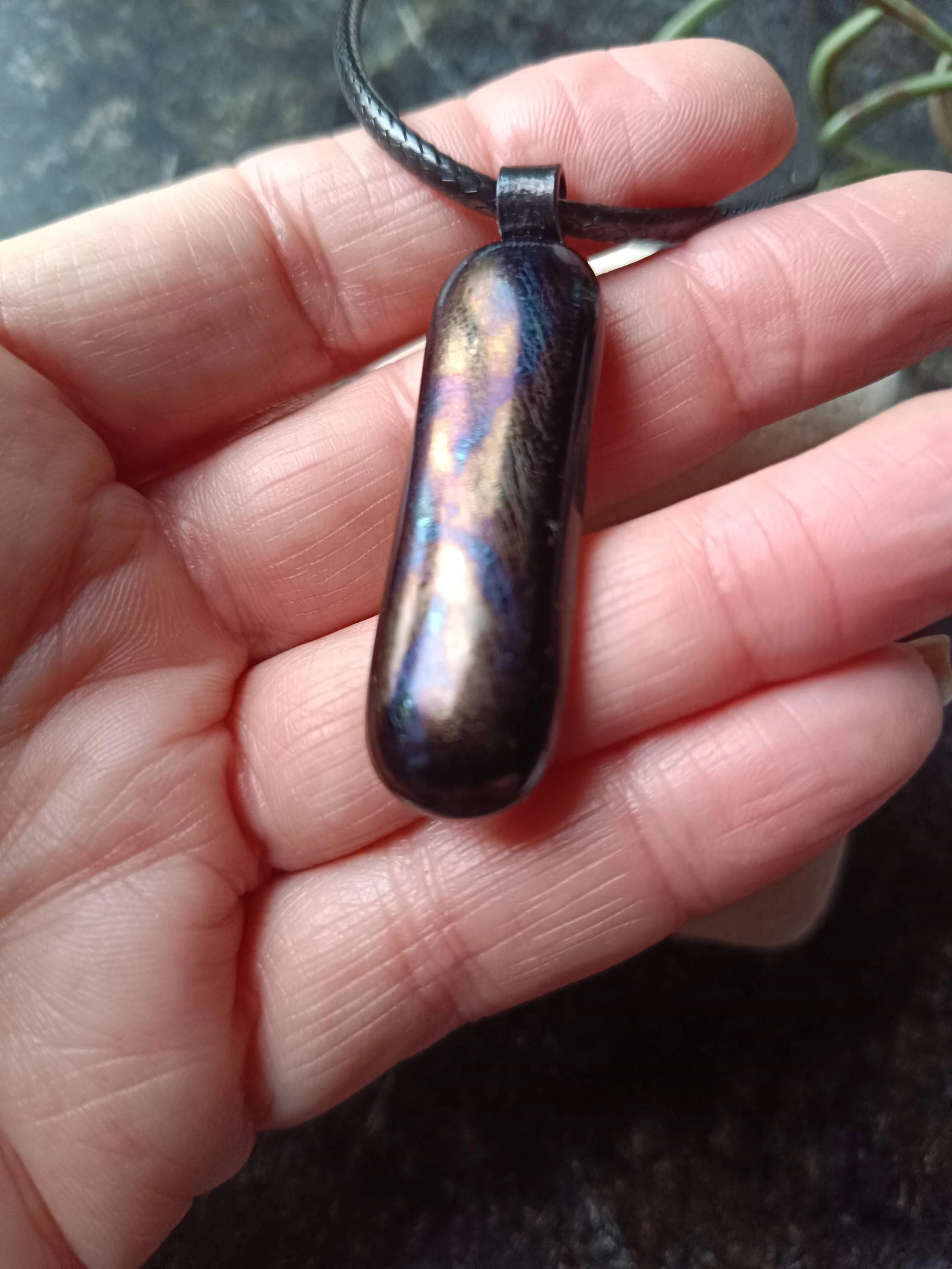 Handmade Iridescent Glass Pendant With Necklace - Photo 5