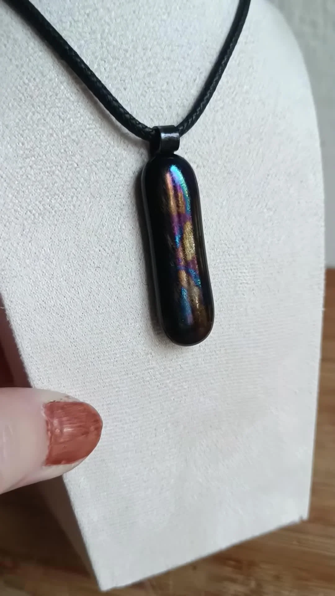 Handmade Iridescent Glass Pendant With Necklace - Photo 7
