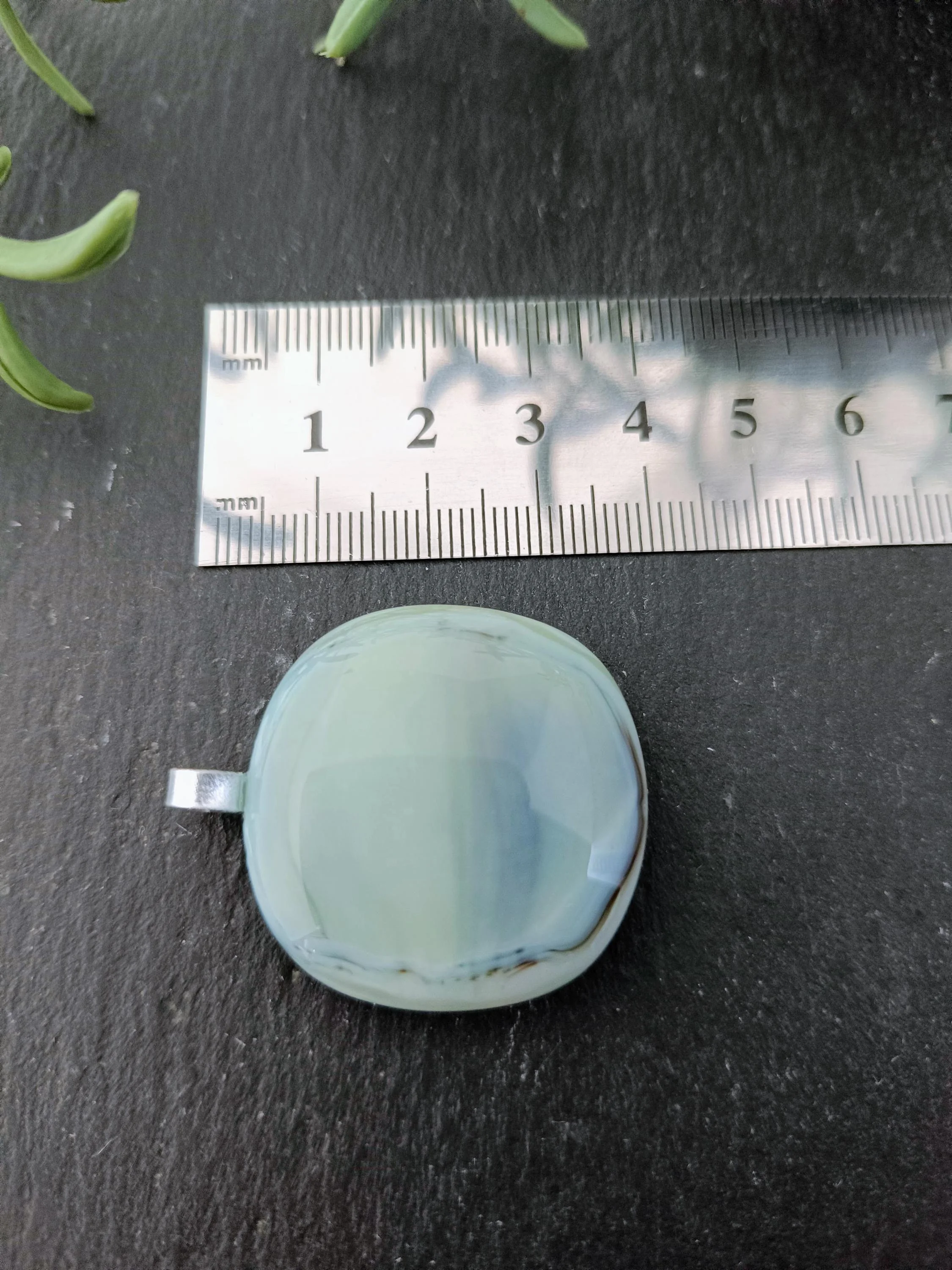 Neutral toned fused glass pendant with cord necklace - Photo 3