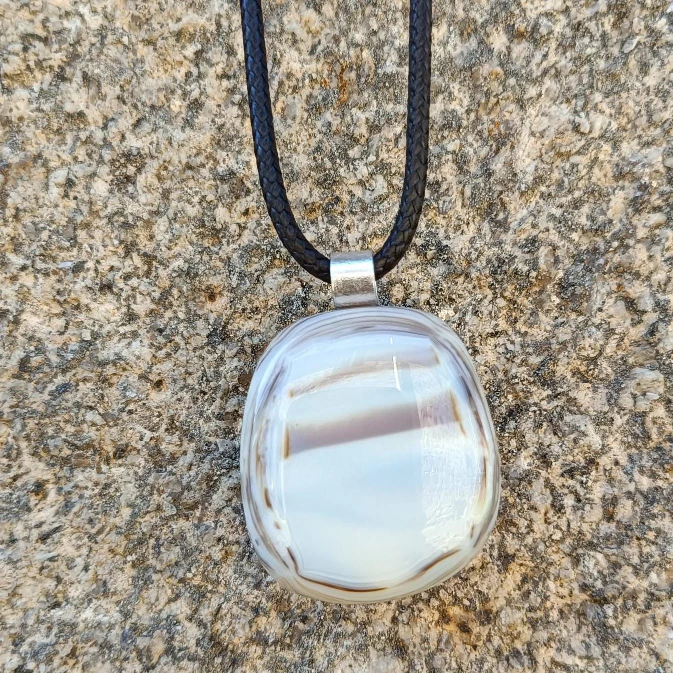 Handmade fused glass pendant with cord necklace - Photo 2